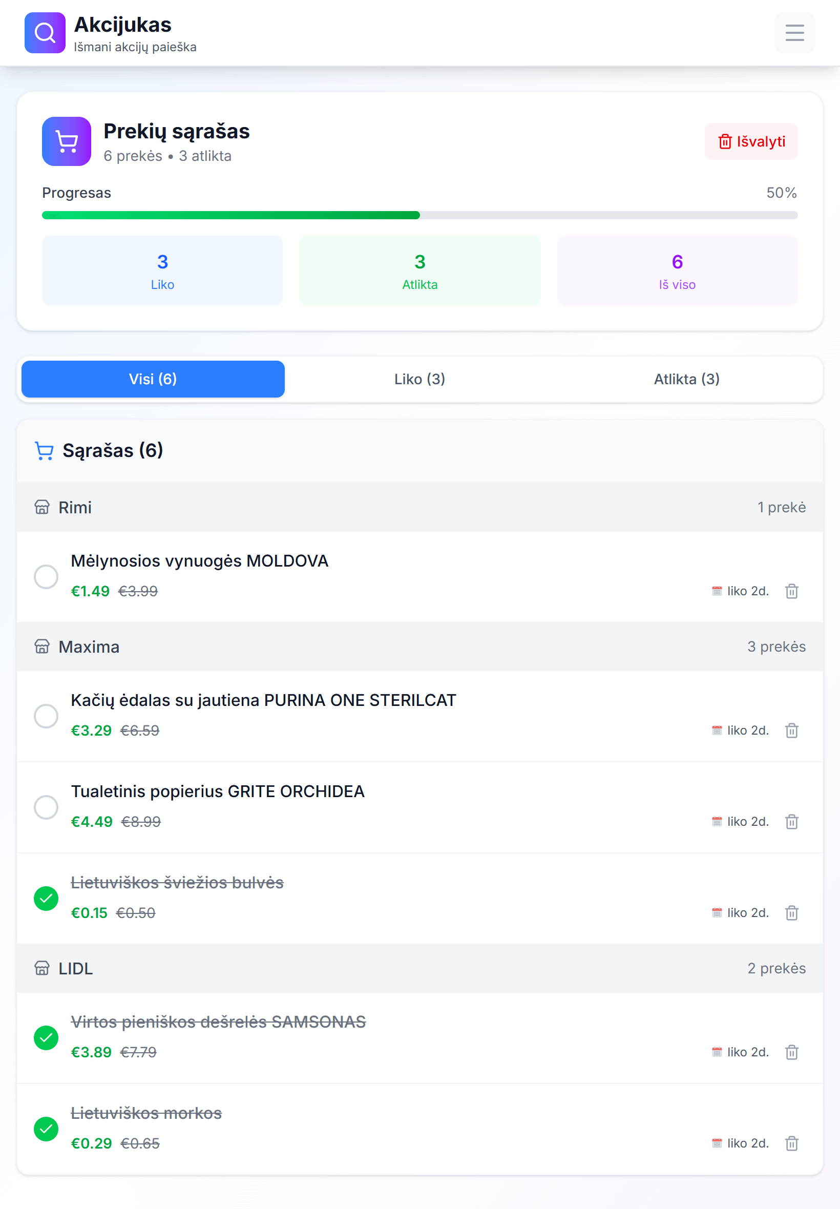 Prekių sąrašo sąsaja - jūsų asistentas apsipirkimui