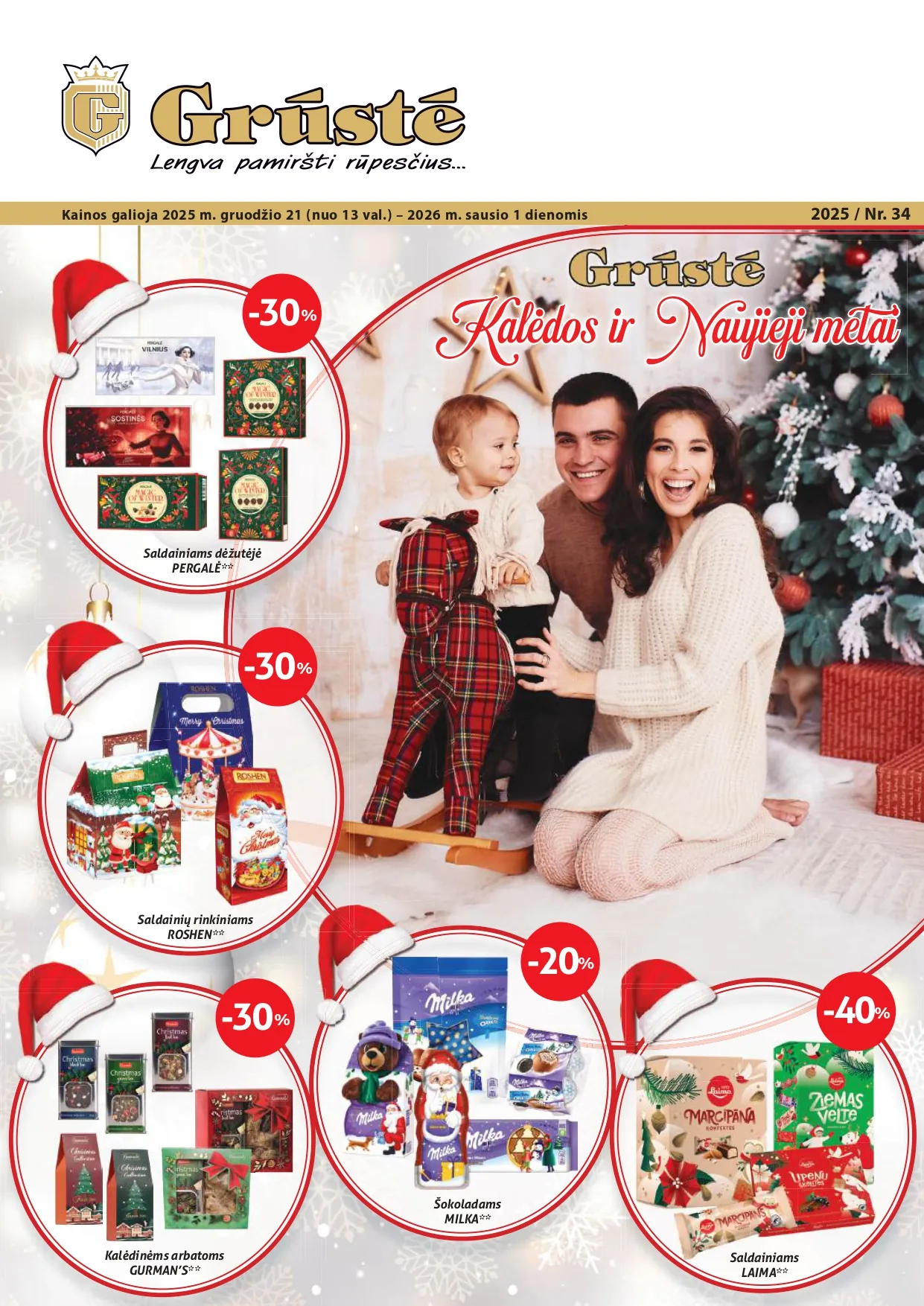 GRŪSTĖ akcijų ir nuolaidų leidinys Nr. 34 nuo 2025.12.21 iki 2026.01.01