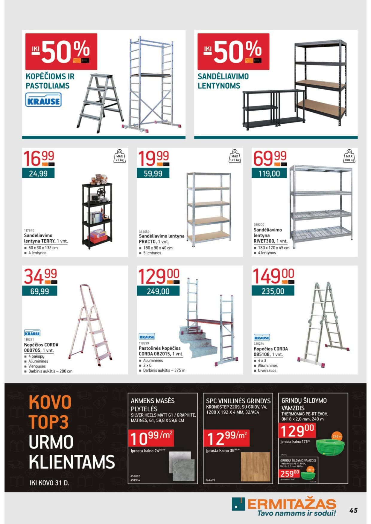 Naujas ERMITAŽAS akcijų ir nuolaidų leidinys Nr. 3 nuo 2026.03.02 iki 2026.03.31 - 45