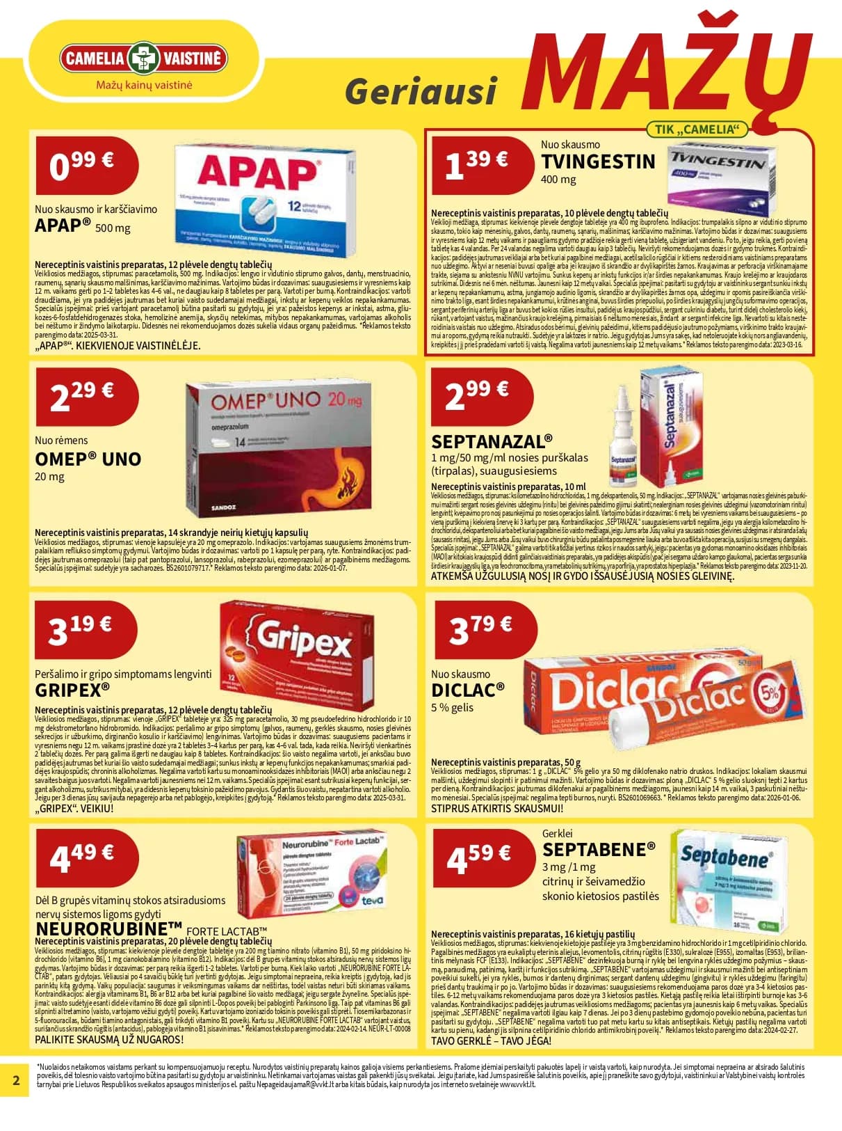 CAMELIA vaistinės akcijų ir nuolaidų leidinys Nr. 2 nuo 2025.02.01 iki 2026.02.28 - 2