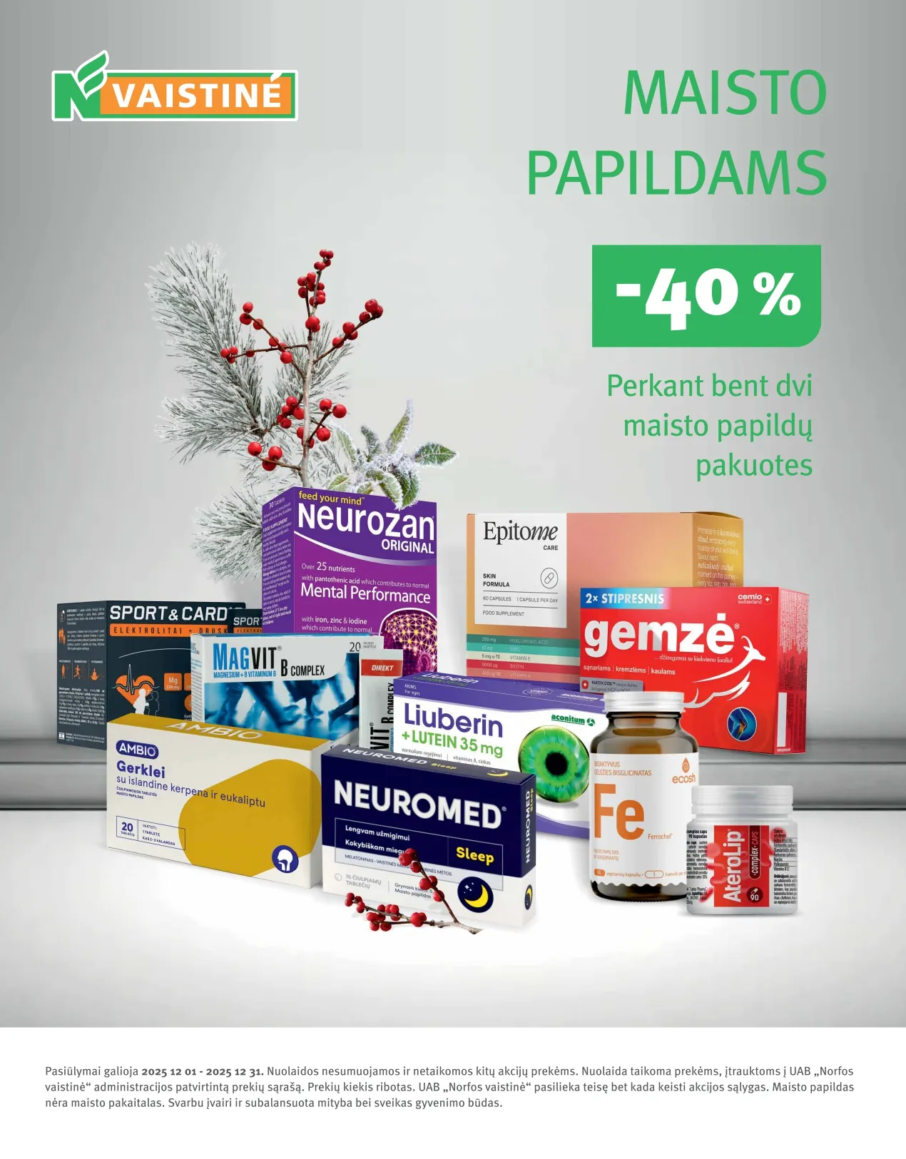 NORFA VAISTINĖ akcijų ir nuolaidų leidinys nuo 2025.12.01 iki 2025.12.31 - 32
