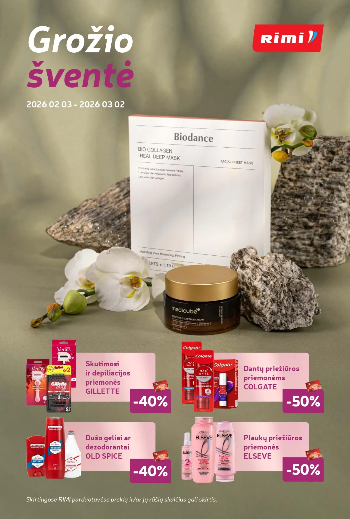 Naujas RIMI akcijų ir nuolaidų leidinys "Grožio šventė" nuo 2026.02.03 iki 2026.03.02 - 1