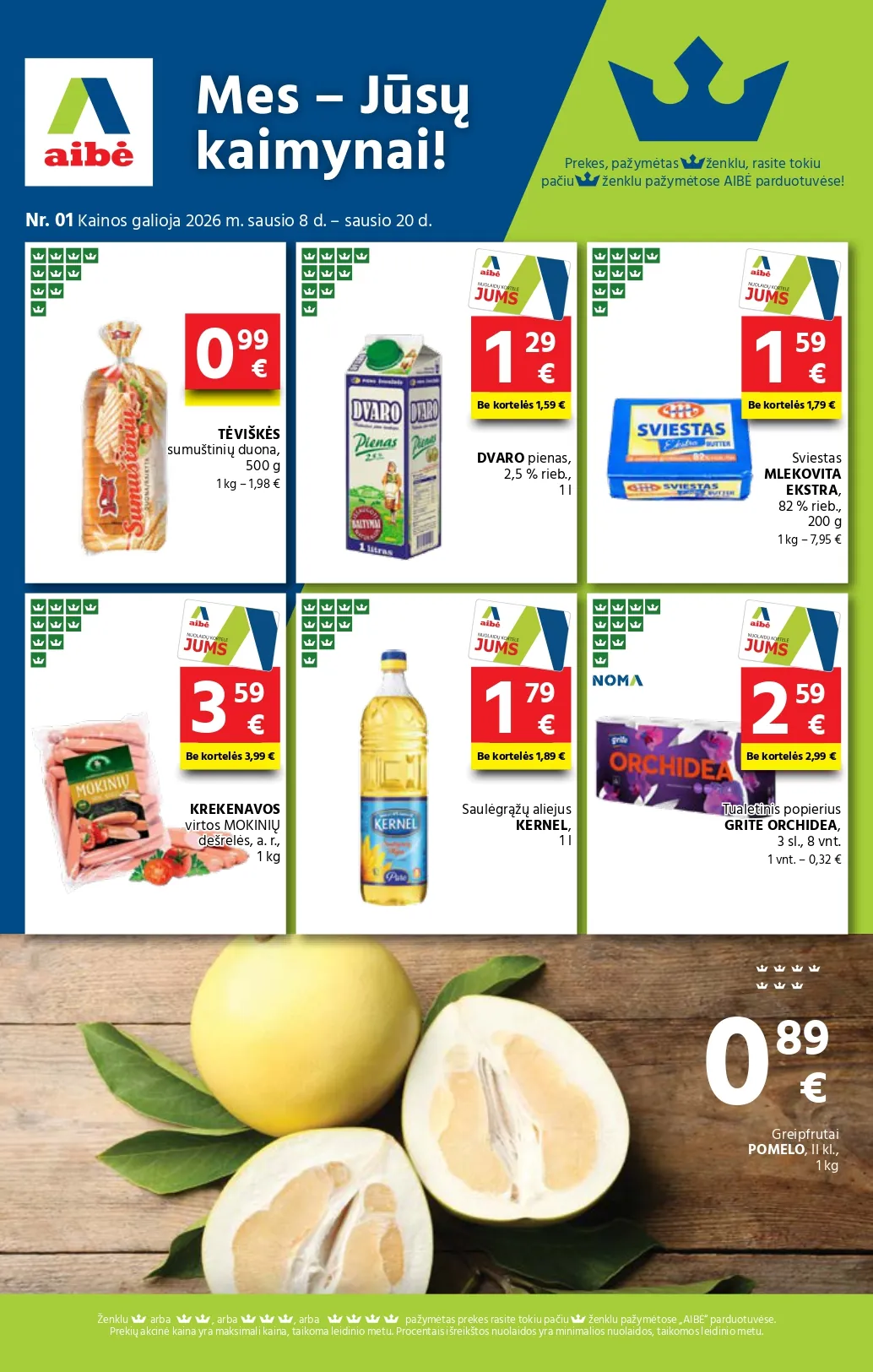 AIBĖ akcijų ir nuolaidų leidinys Nr. 1 nuo 2026.01.08 iki 2026.01.20 - 1