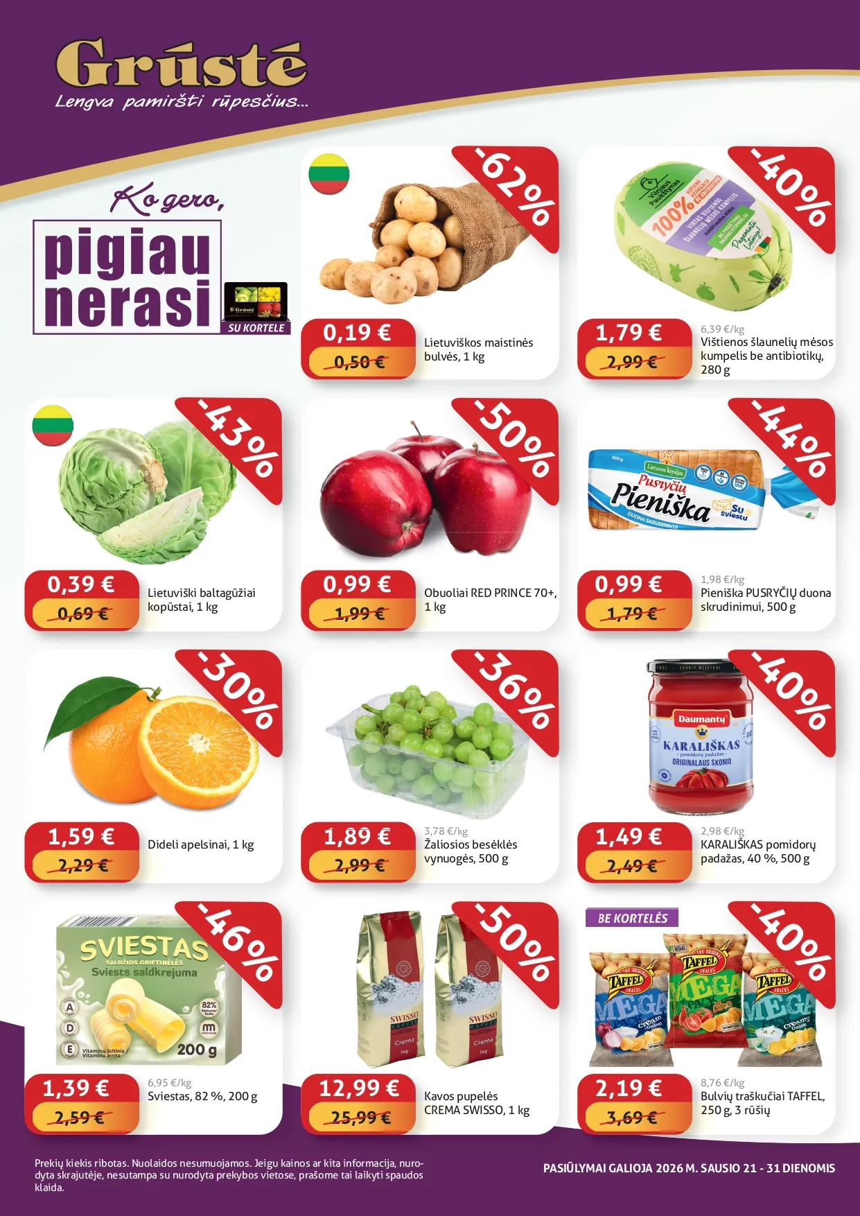 GRŪSTĖ akcijų ir nuolaidų leidinys "Pigiau nerasi" nuo 2026.01.21 iki 2026.01.31 - 1