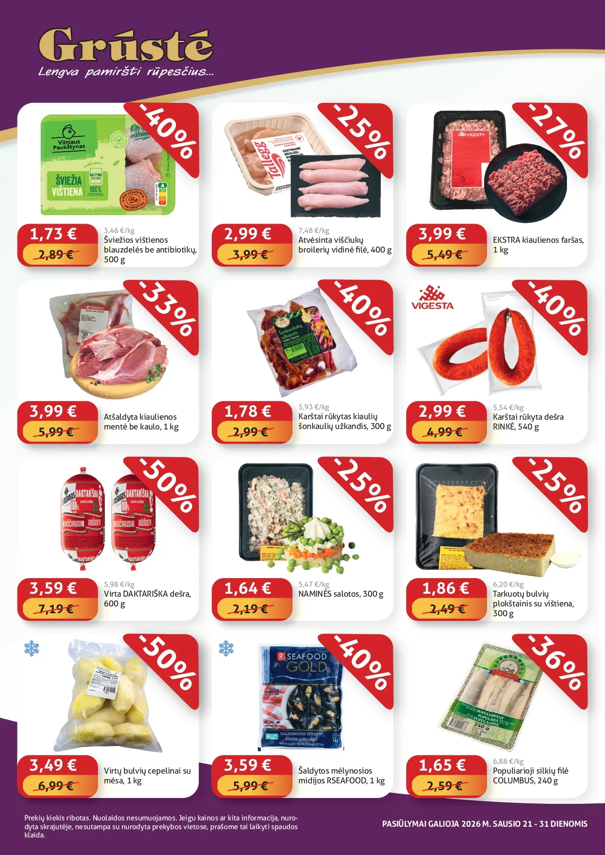 GRŪSTĖ akcijų ir nuolaidų leidinys "Pigiau nerasi" nuo 2026.01.21 iki 2026.01.31 - 2