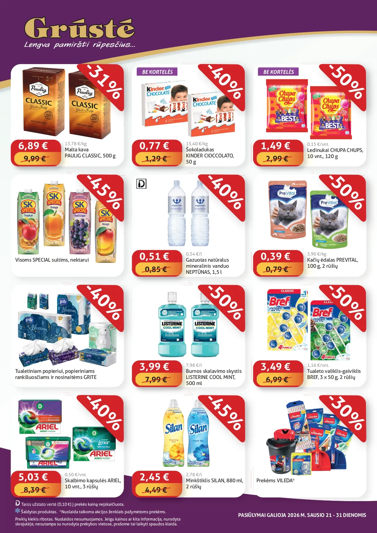 GRŪSTĖ akcijų ir nuolaidų leidinys "Pigiau nerasi" nuo 2026.01.21 iki 2026.01.31