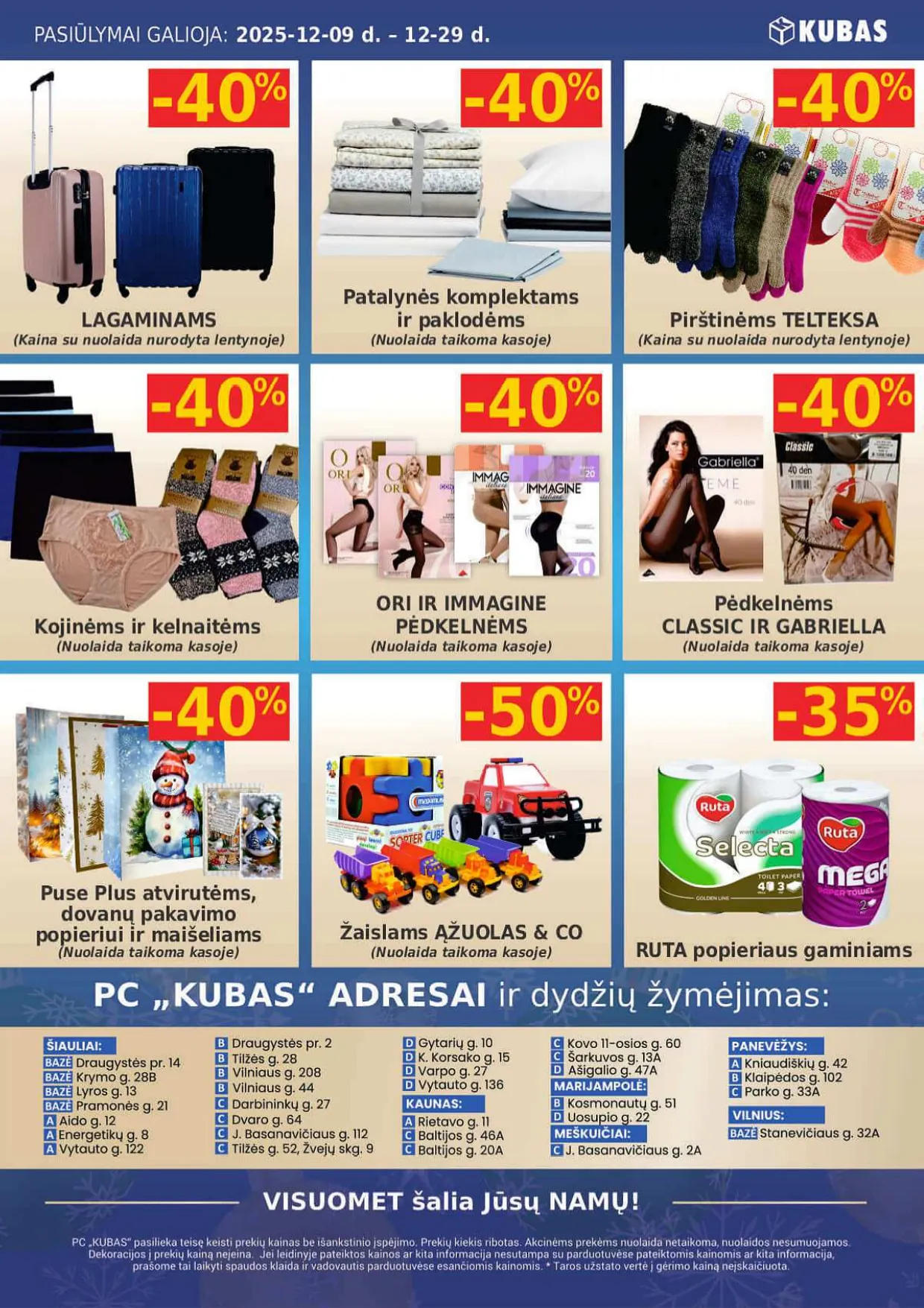 KUBAS akcijų ir nuolaidų leidinys nuo 2025.12.09 iki 2025.12.29