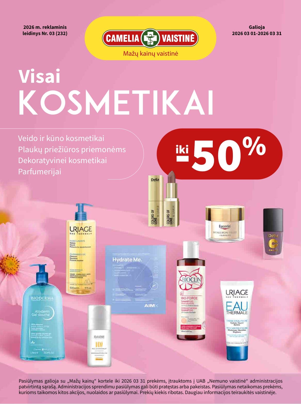 CAMELIA vaistinės akcijų ir nuolaidų leidinys nuo 2026.03.01 iki 2026.03.31 - 1