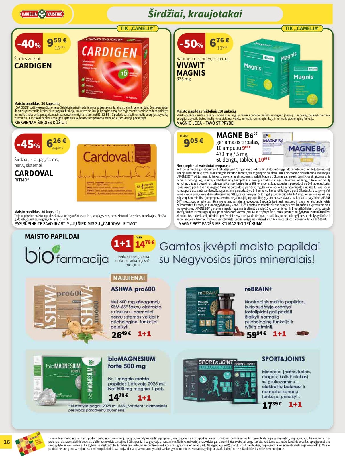 CAMELIA vaistinės akcijų ir nuolaidų leidinys nuo 2026.03.01 iki 2026.03.31 - 16
