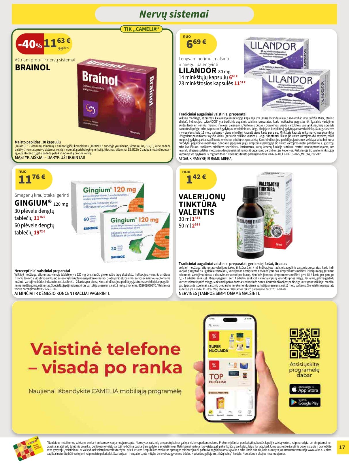 CAMELIA vaistinės akcijų ir nuolaidų leidinys nuo 2026.03.01 iki 2026.03.31 - 17