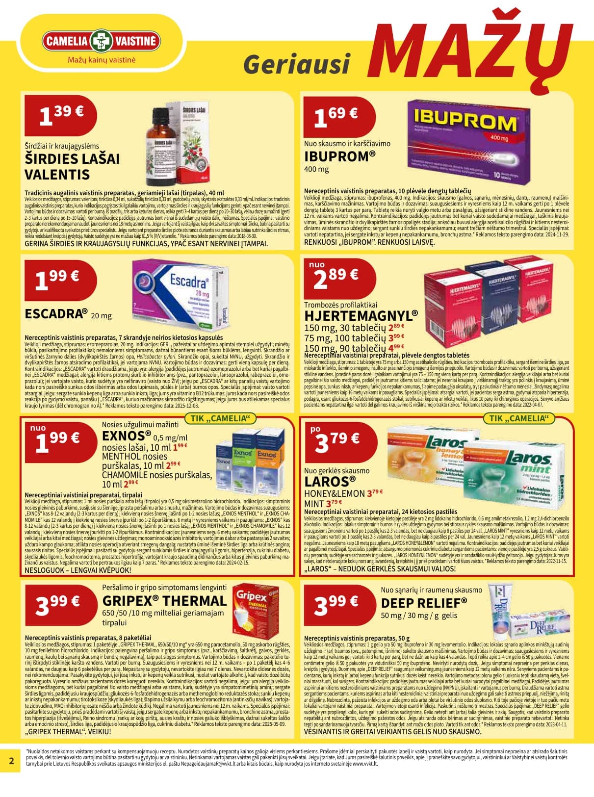 CAMELIA vaistinės akcijų ir nuolaidų leidinys nuo 2026.03.01 iki 2026.03.31 - 2