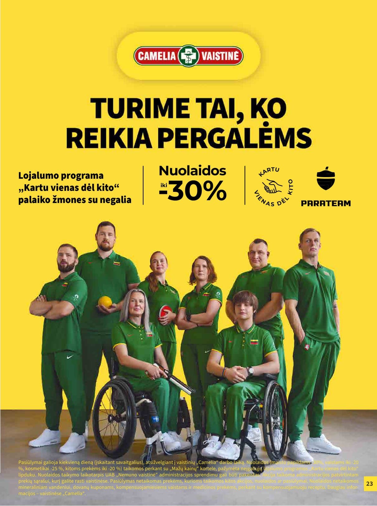 CAMELIA vaistinės akcijų ir nuolaidų leidinys nuo 2026.03.01 iki 2026.03.31 - 23