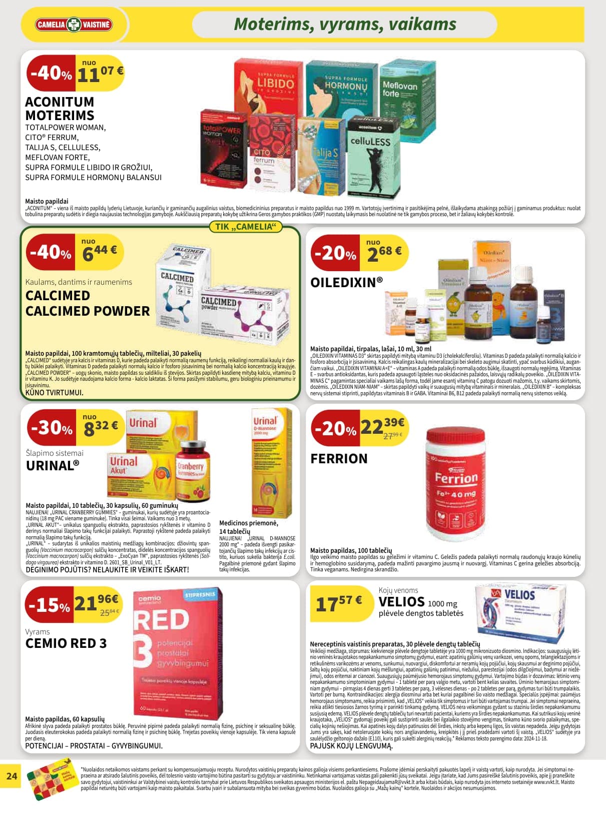 CAMELIA vaistinės akcijų ir nuolaidų leidinys nuo 2026.03.01 iki 2026.03.31 - 24