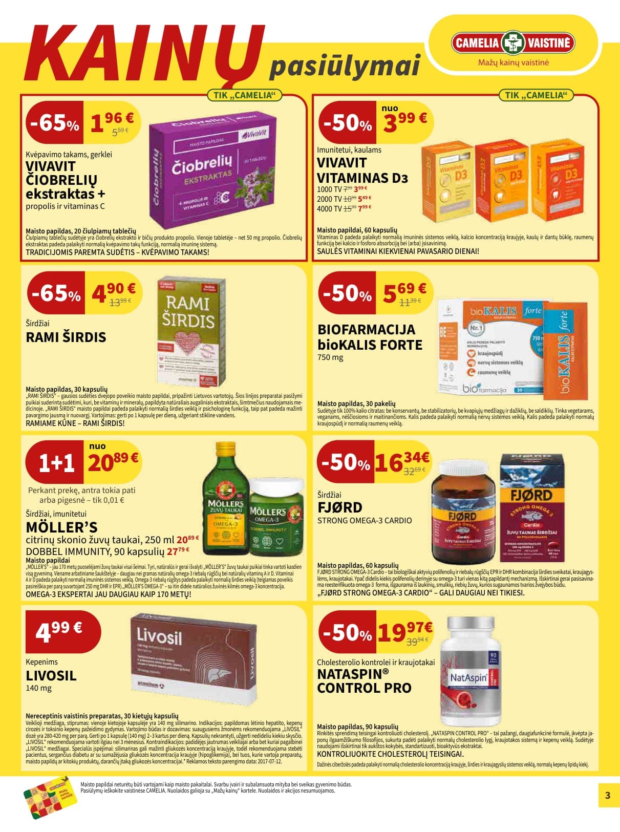 CAMELIA vaistinės akcijų ir nuolaidų leidinys nuo 2026.03.01 iki 2026.03.31 - 3