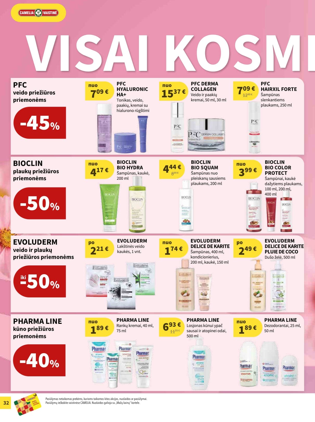 CAMELIA vaistinės akcijų ir nuolaidų leidinys nuo 2026.03.01 iki 2026.03.31 - 32
