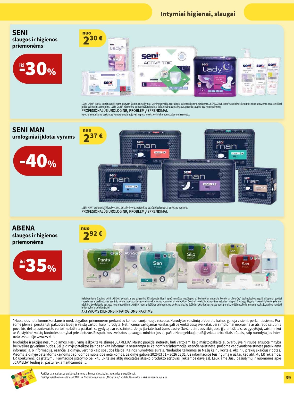 CAMELIA vaistinės akcijų ir nuolaidų leidinys nuo 2026.03.01 iki 2026.03.31 - 39