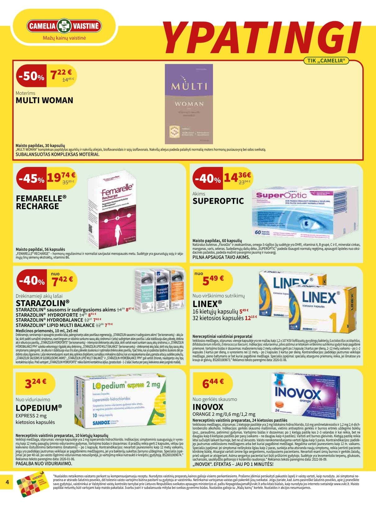 CAMELIA vaistinės akcijų ir nuolaidų leidinys nuo 2026.03.01 iki 2026.03.31 - 4