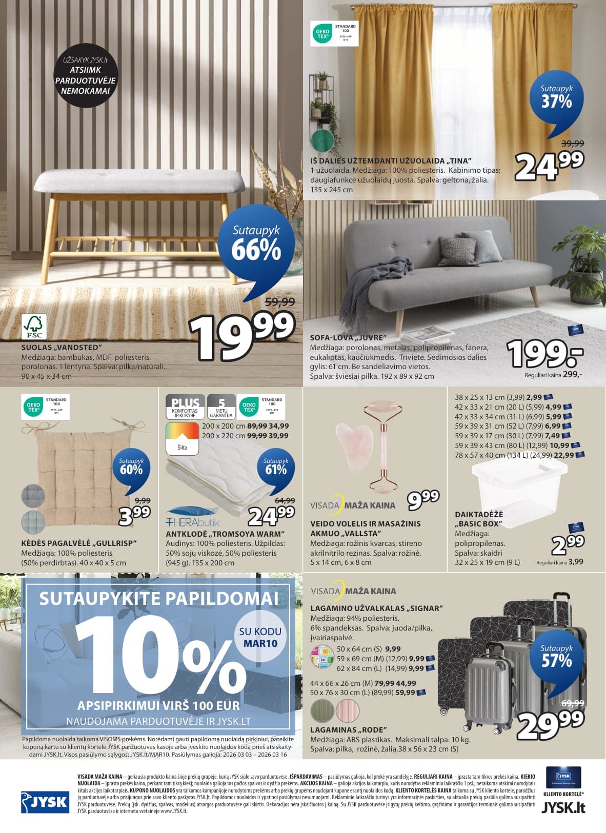 Naujas JYSK akcijų ir nuolaidų leidinys nuo 2026.03.03 iki 2026.03.16 - 25