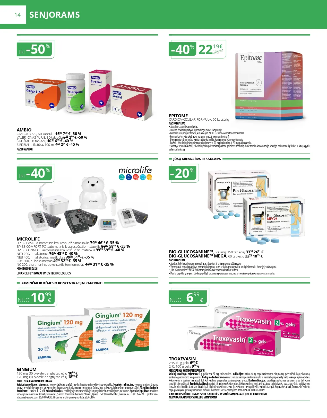 NORFA VAISTINĖ akcijų ir nuolaidų ledinys nuo 2026.02.01 iki 2026.02.28 - 14