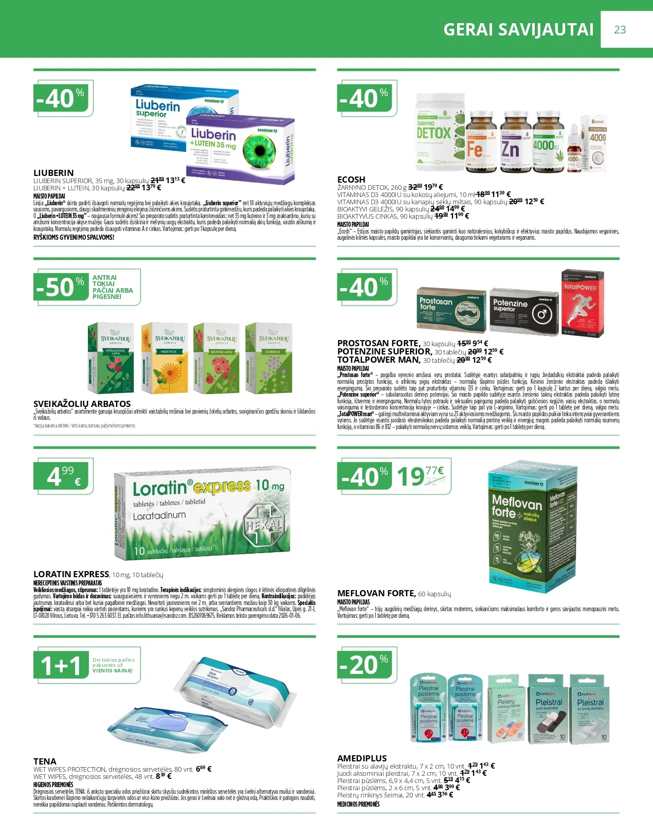 NORFA VAISTINĖ akcijų ir nuolaidų ledinys nuo 2026.02.01 iki 2026.02.28 - 23