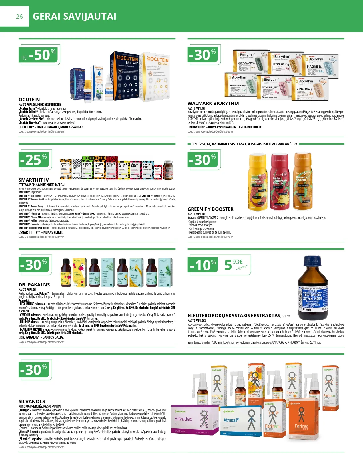 NORFA VAISTINĖ akcijų ir nuolaidų ledinys nuo 2026.02.01 iki 2026.02.28 - 26