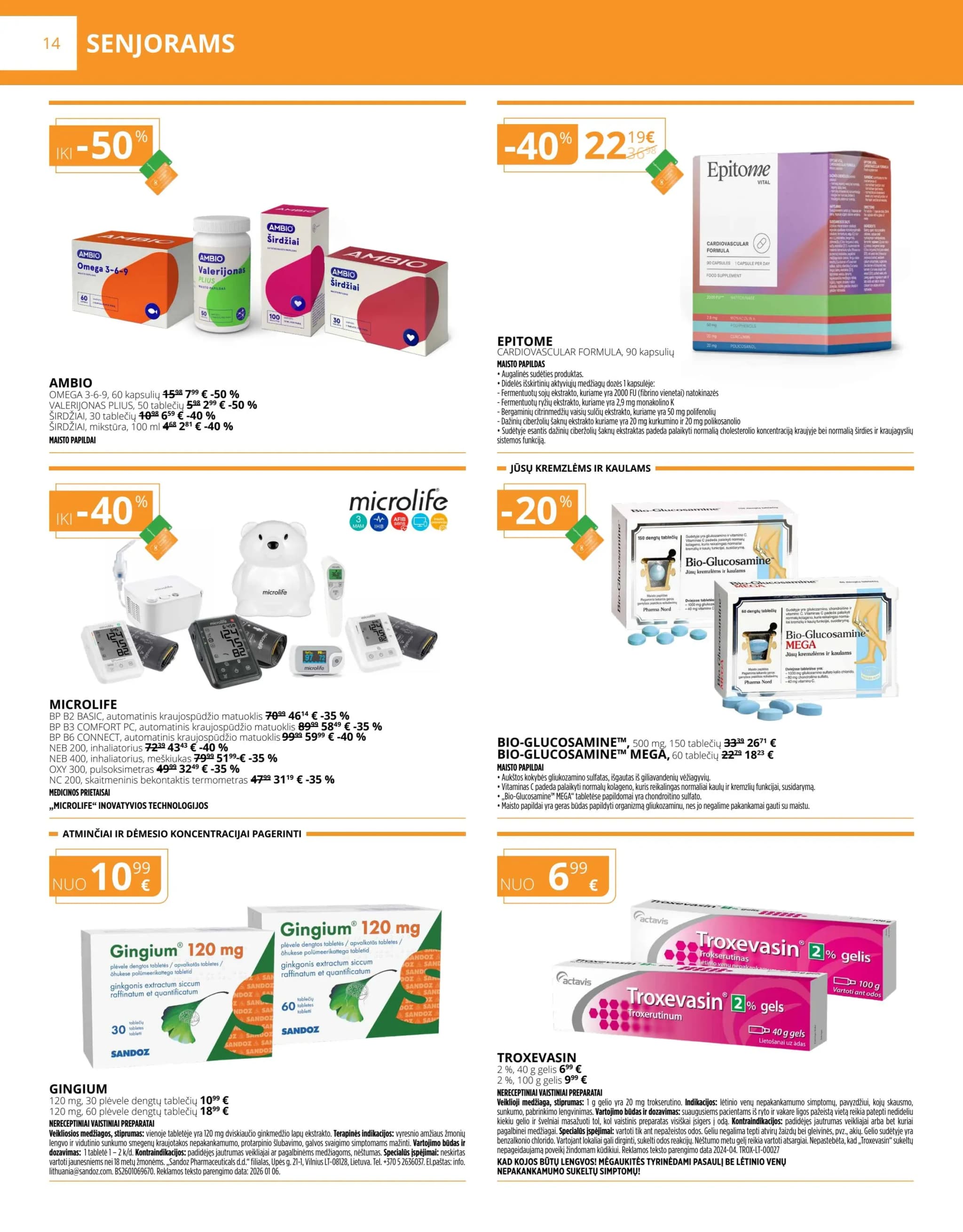 GINTARINĖ VAISTINĖ akcijų ir nuolaidų leidinys nuo 2026.02.01 iki 2026.02.28 - 14