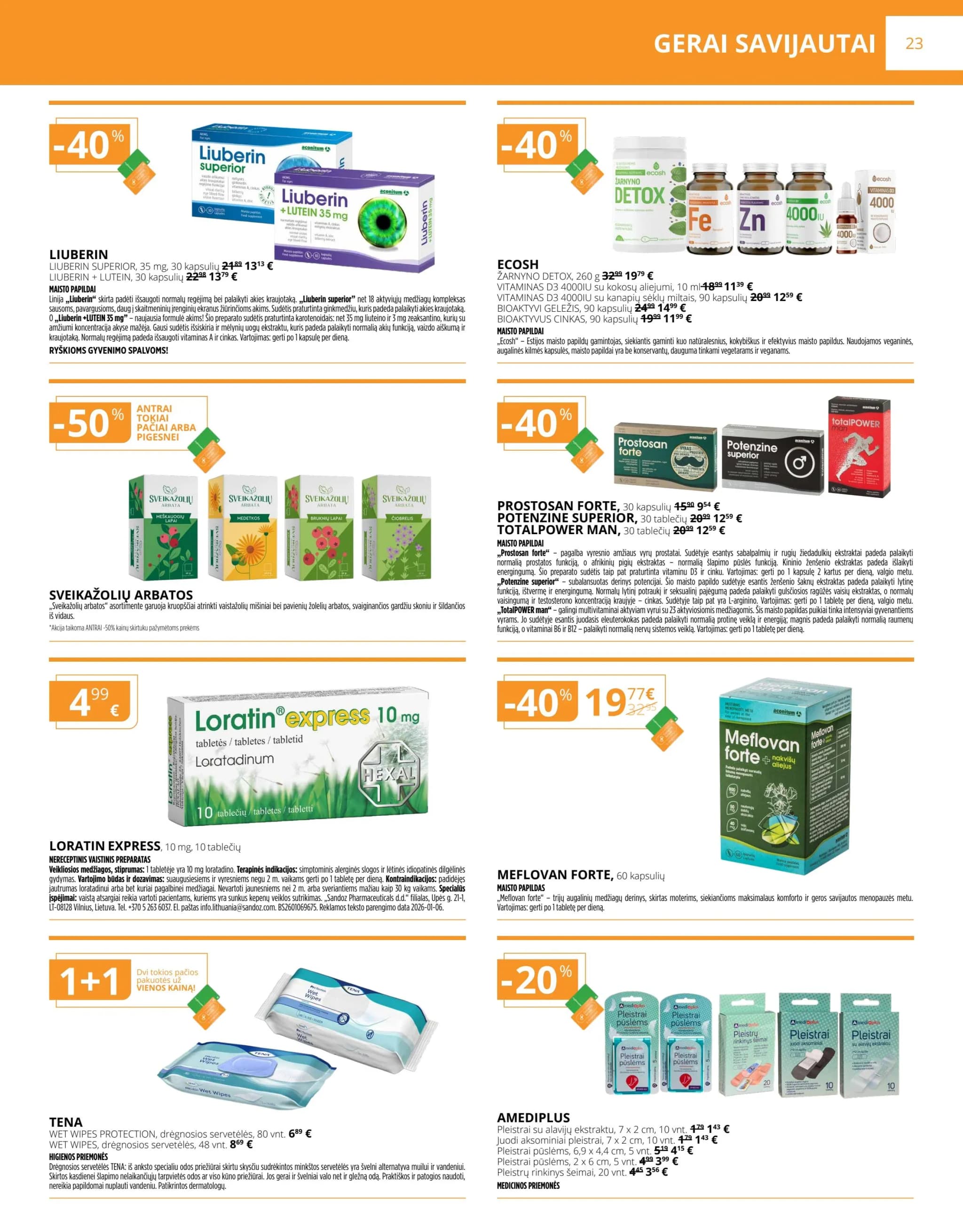 GINTARINĖ VAISTINĖ akcijų ir nuolaidų leidinys nuo 2026.02.01 iki 2026.02.28 - 23