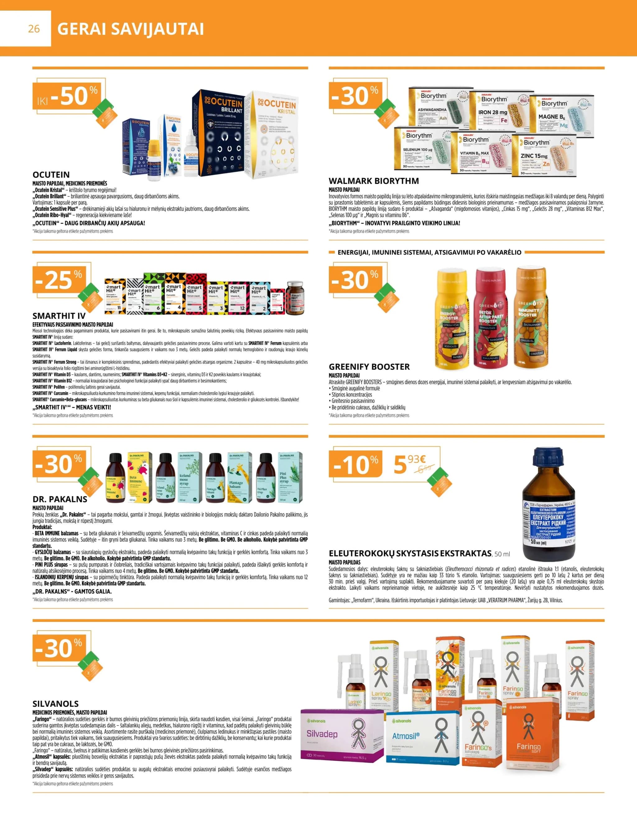 GINTARINĖ VAISTINĖ akcijų ir nuolaidų leidinys nuo 2026.02.01 iki 2026.02.28 - 26