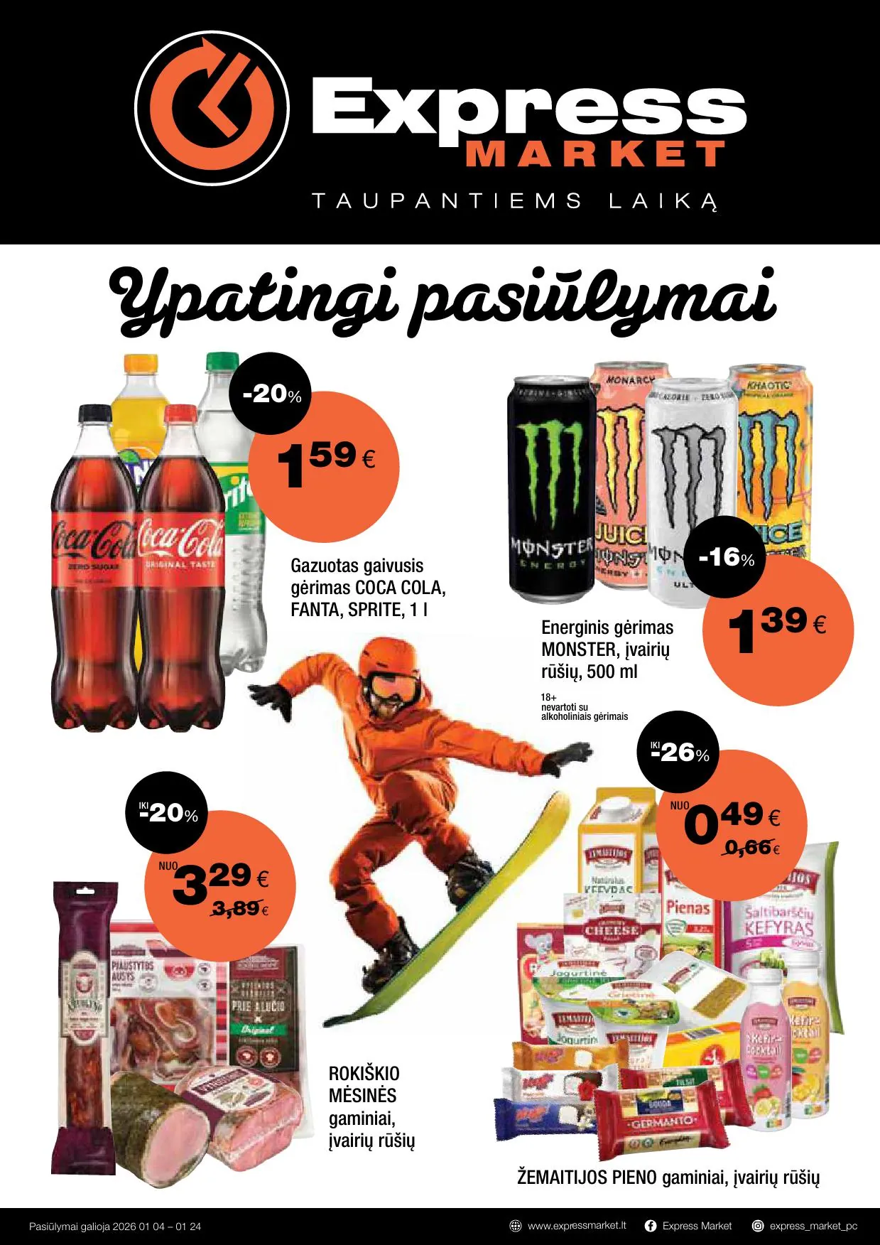 EXPRESS MARKET akcijų ir nuolaidų leidinys nuo 2026.01.04 iki 2026.01.24 - 1