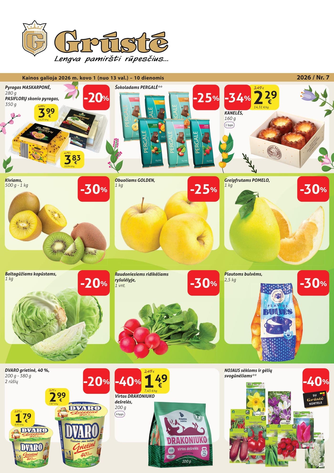Naujas GRŪSTĖ akcijų ir nuolaidų leidinys Nr. 7 nuo 2026.03.01 iki 2026.03.10 - 1