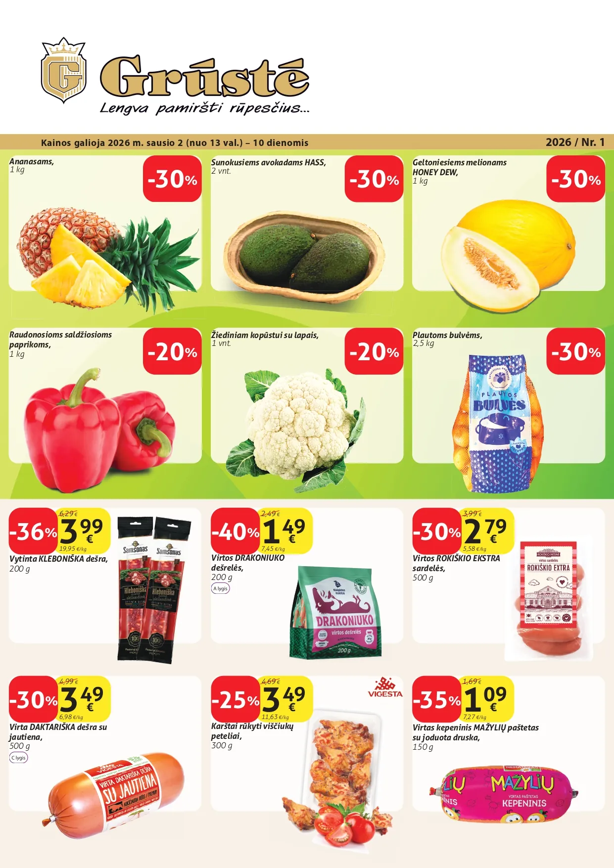 GRŪSTĖ akcijų ir nuolaidų ledinys Nr. 1 nuo 2026.01.02 iki 2026.01.10 - 1