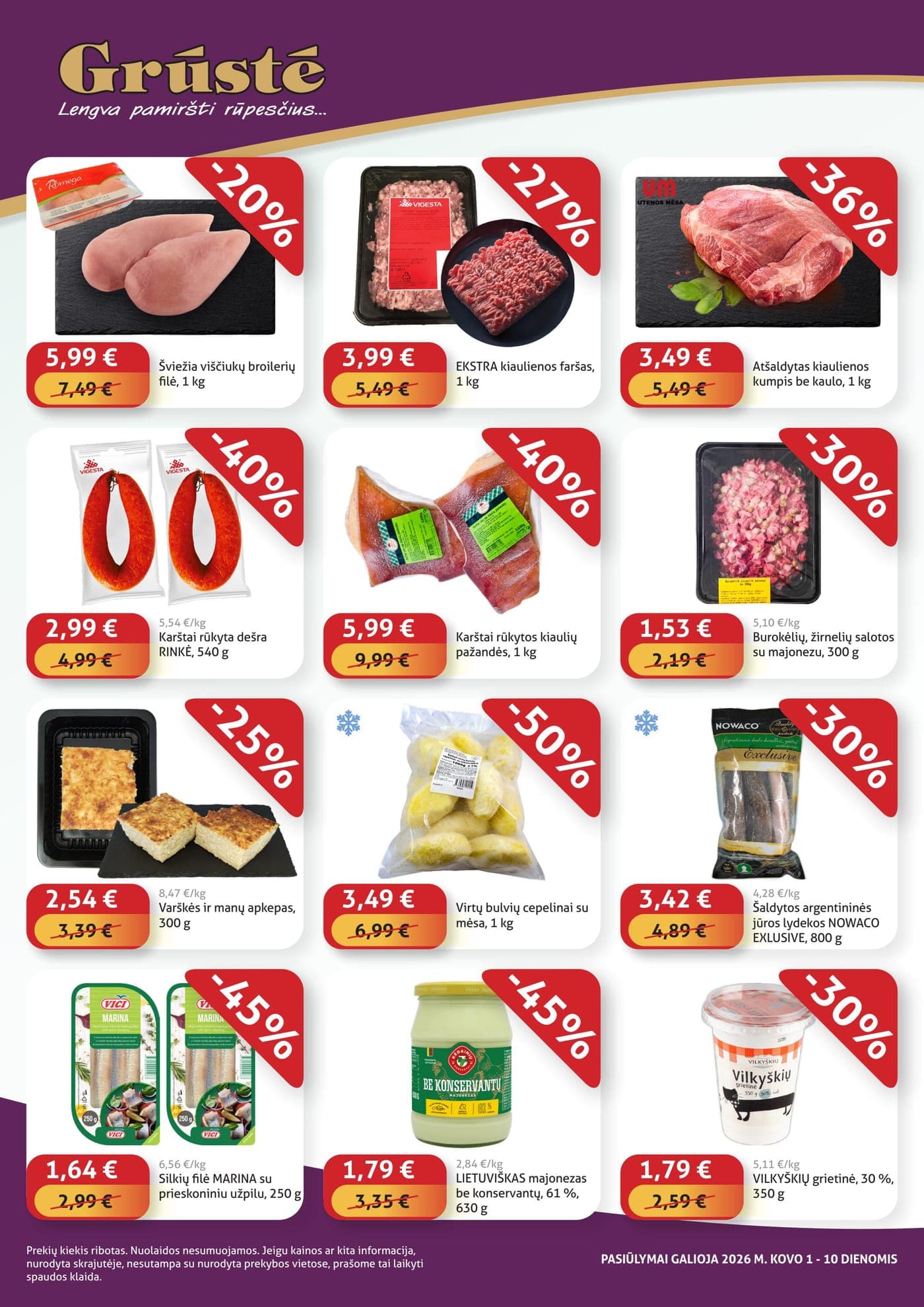 GRŪSTĖ akcijų ir nuolaidų leidinys "Pigiau nerasi" nuo 2026.03.01 iki 2026.03.10 - 2