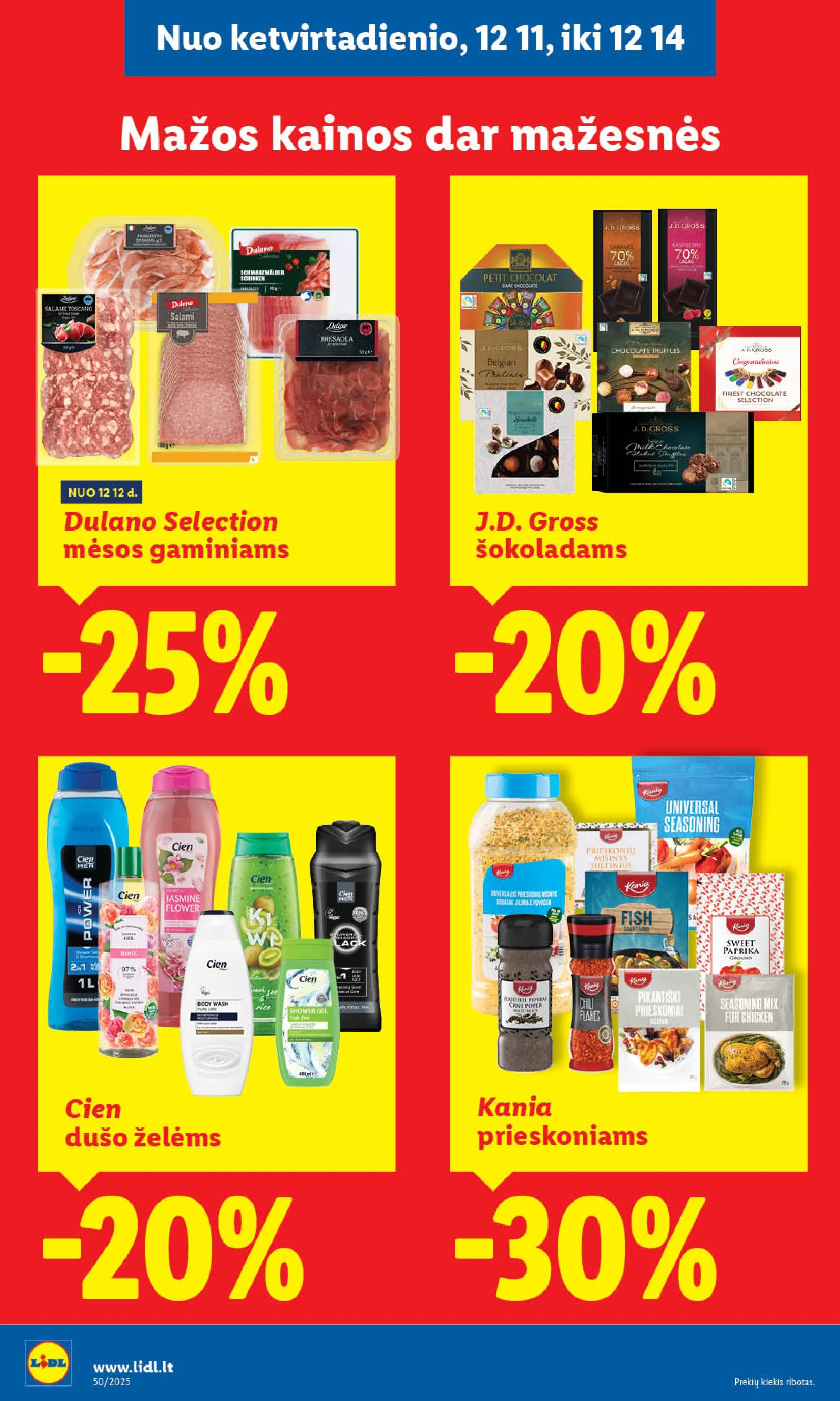 LIDL akcijų ir nuolaidų leidinys Nr. 50 nuo 2025.12.08 iki 2025.12.14