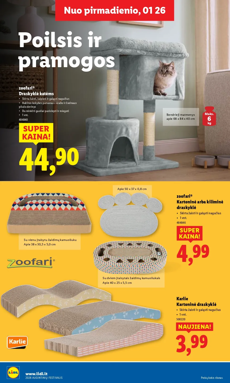 LIDL akcijų ir nuolaidų leidinys "Augintinių festivalis" nuo 2026.01.22 iki 2026.02.04 - 12