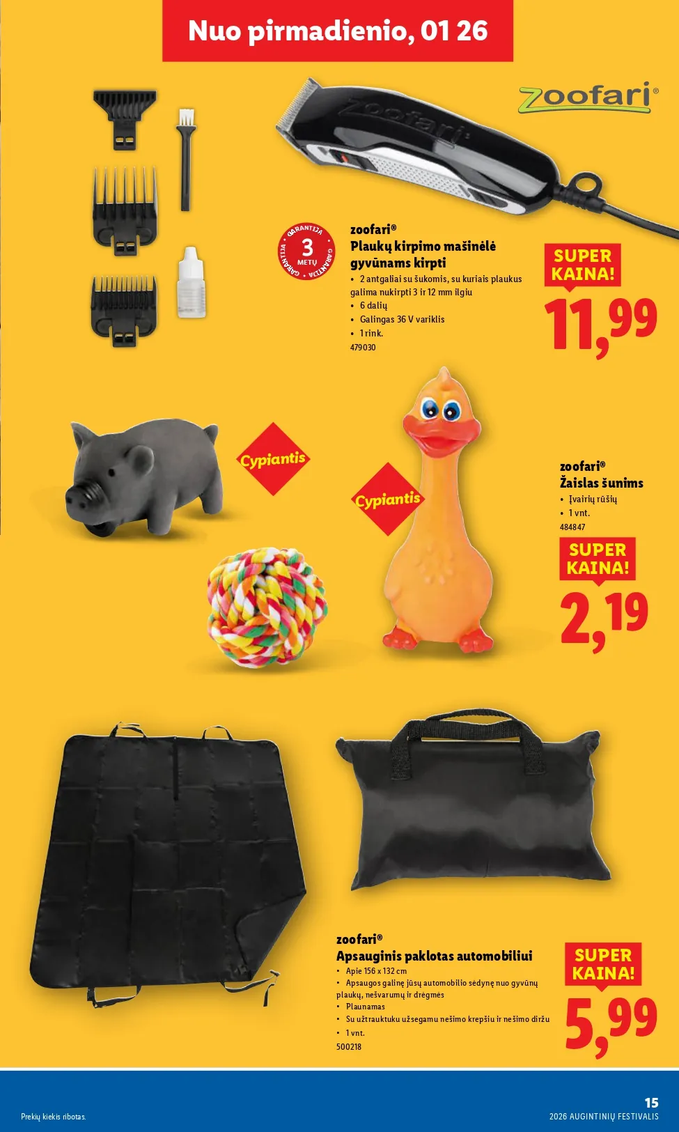 LIDL akcijų ir nuolaidų leidinys "Augintinių festivalis" nuo 2026.01.22 iki 2026.02.04 - 15