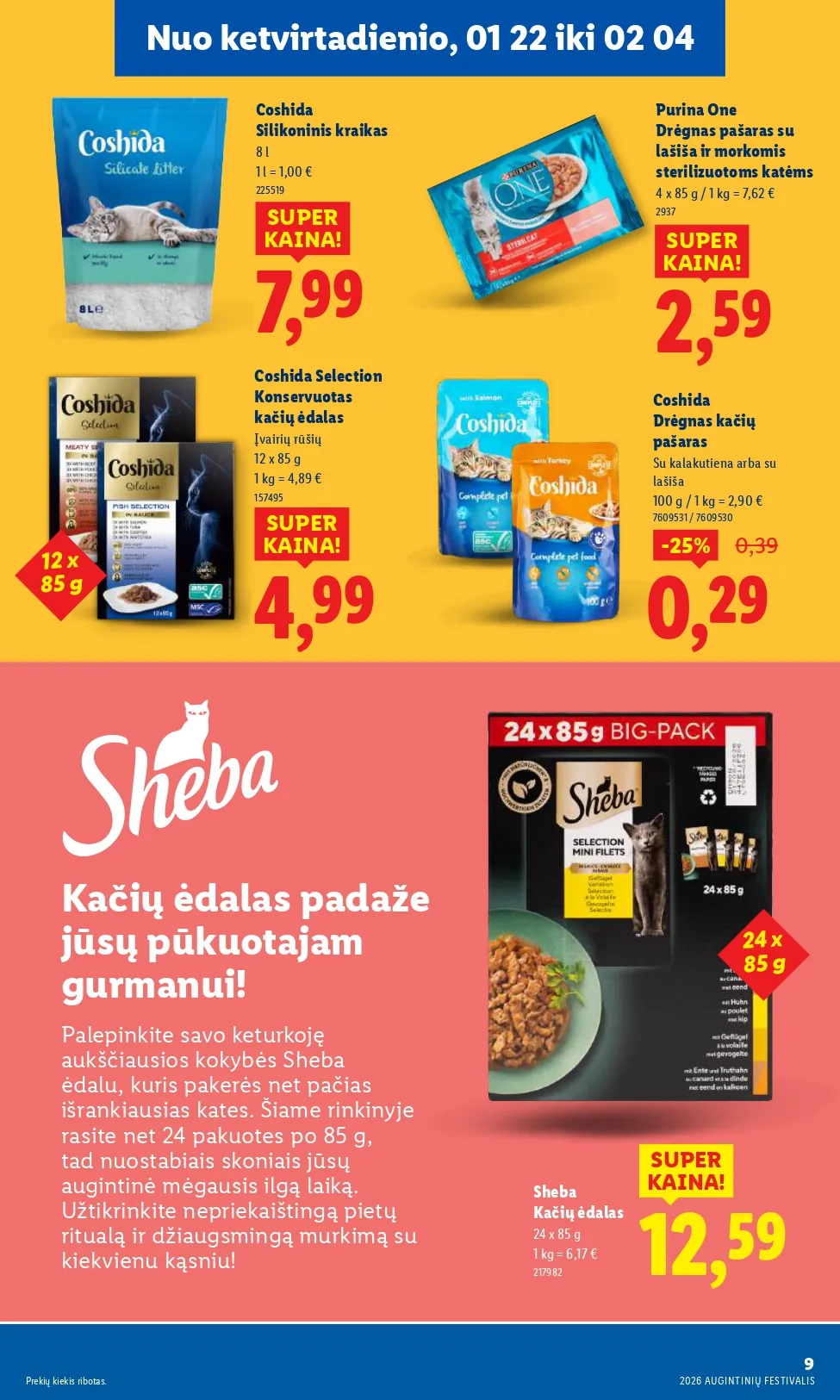 LIDL akcijų ir nuolaidų leidinys "Augintinių festivalis" nuo 2026.01.22 iki 2026.02.04 - 9