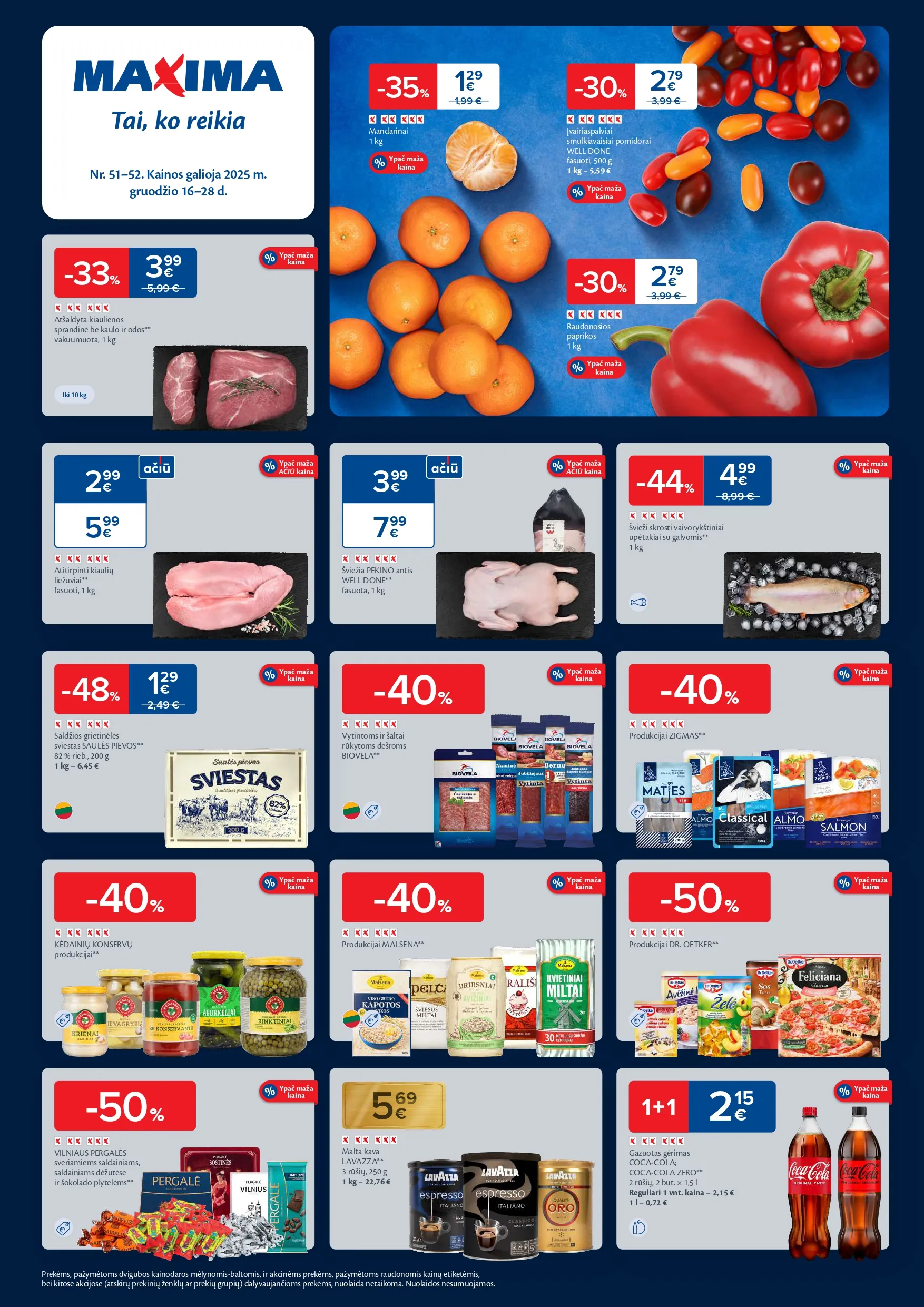 MAXIMA akcijų ir nuolaidų leidinys Nr. 51-52 nuo 2025.12.16 iki 2025.12.28