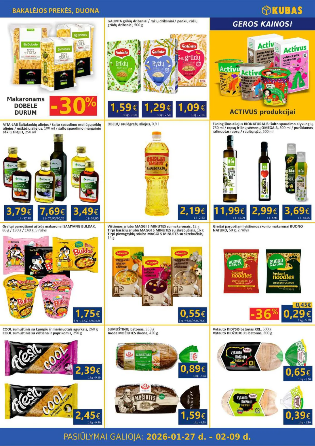 KUBAS akcijų ir nuolaidų leidinys nuo 2026.01.27 iki 2026.02.09