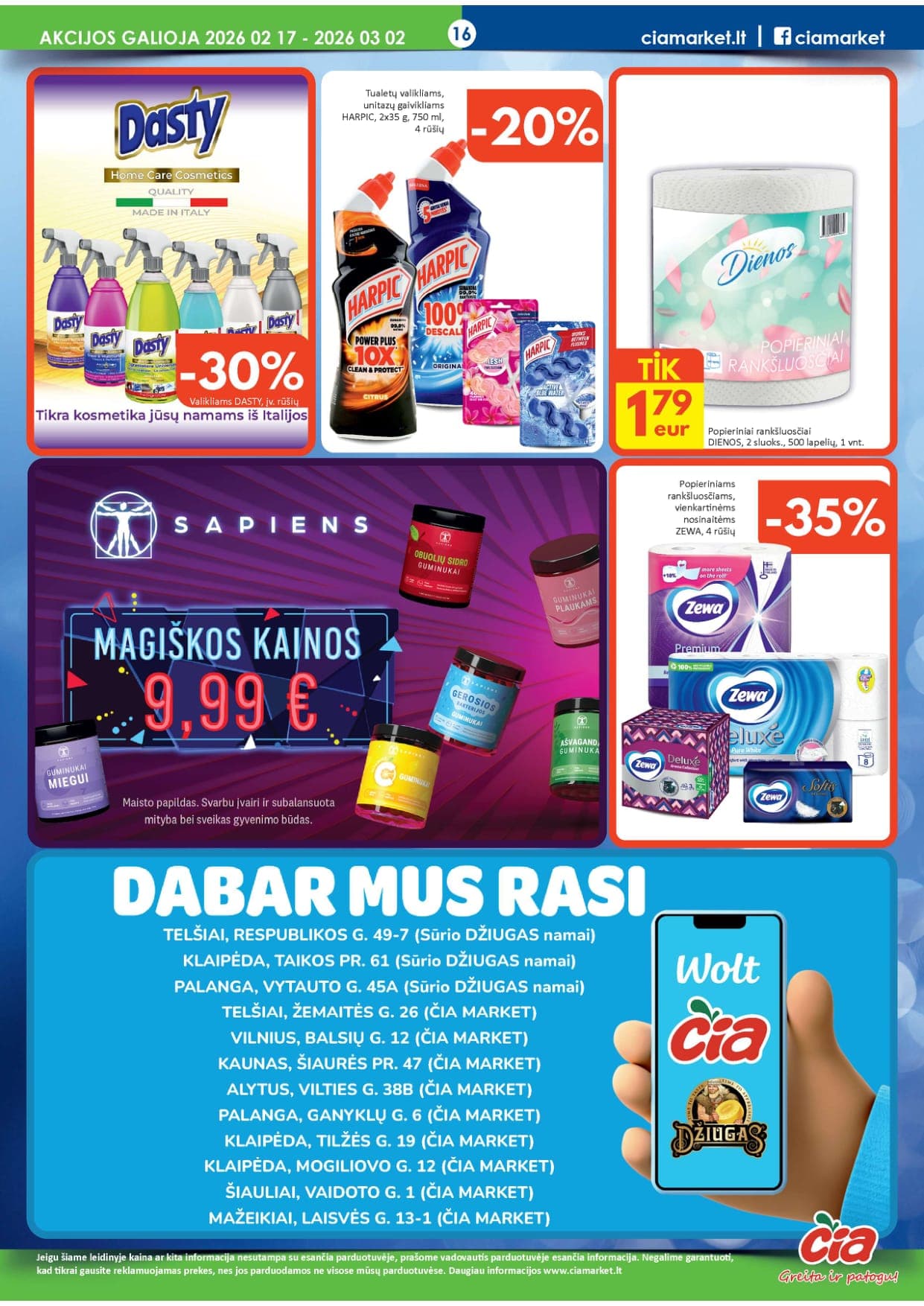 ČIA akcijų ir nuolaidų leidinys Nr. 4 nuo 2026.02.17 iki 2026.03.02 - 16