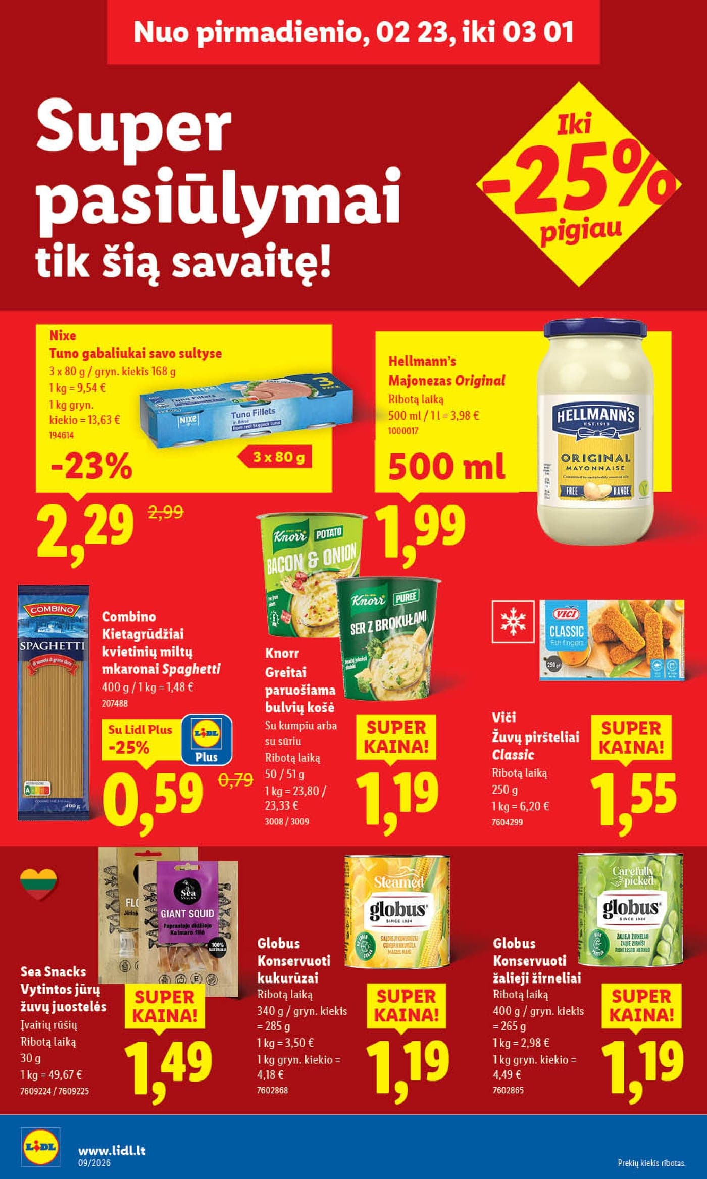 LIDL akcijų ir nuolaidų leidinys Nr. 9 nuo 2026.02.23 iki 2026.03.01 - 28