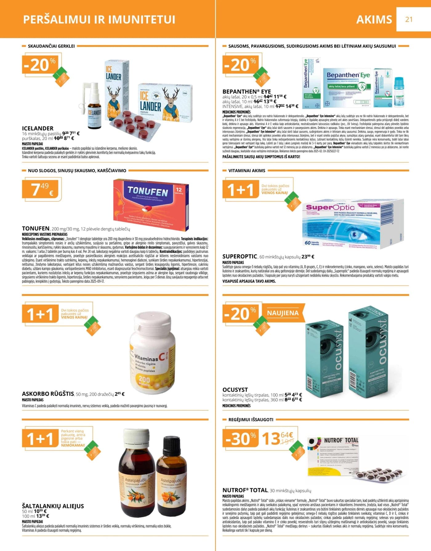 GINTARINĖ VAISTINĖ akcijų ir nuolaidų leidinys nuo 2026.03.01 iki 2026.03.31 - 21