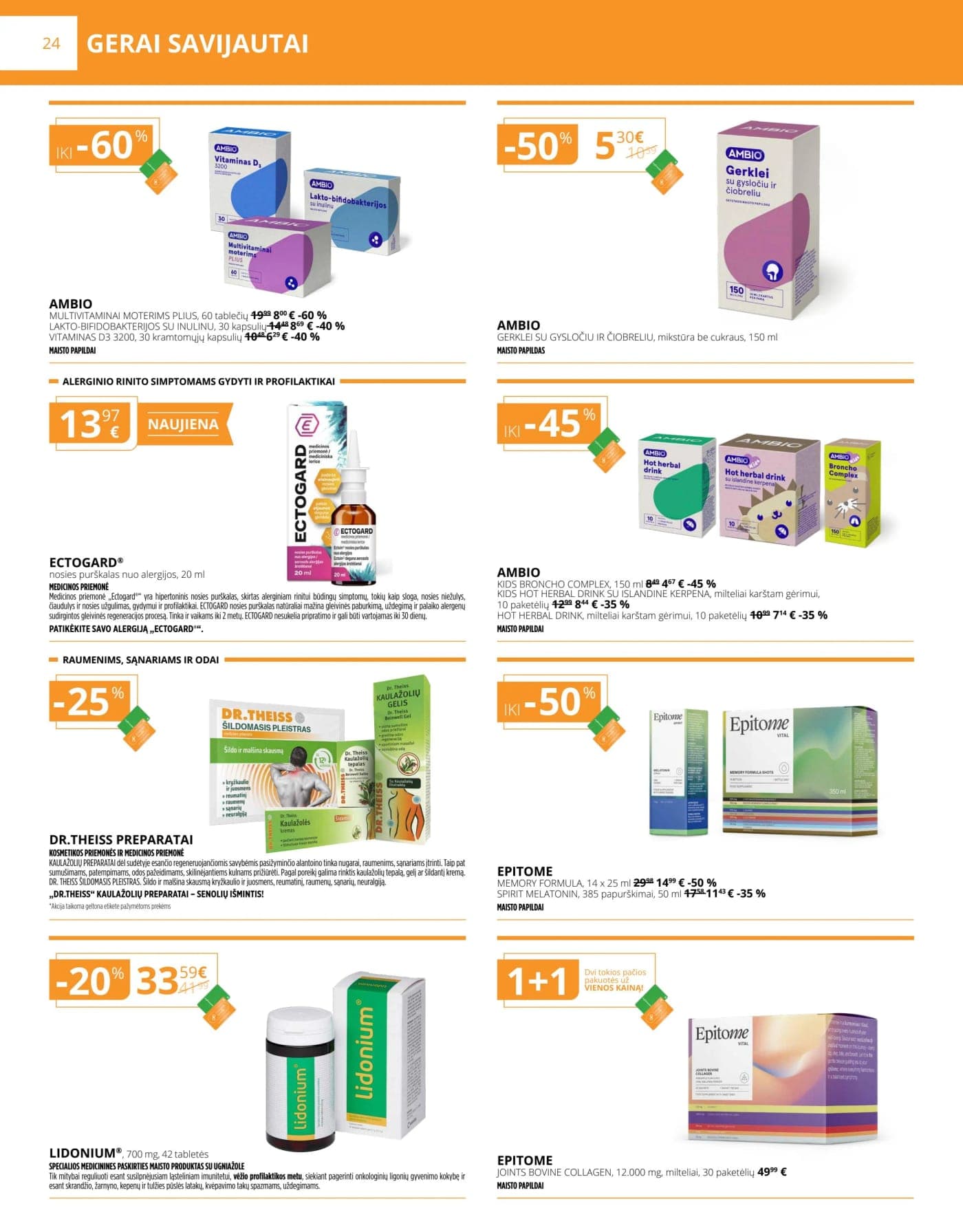 GINTARINĖ VAISTINĖ akcijų ir nuolaidų leidinys nuo 2026.03.01 iki 2026.03.31 - 24