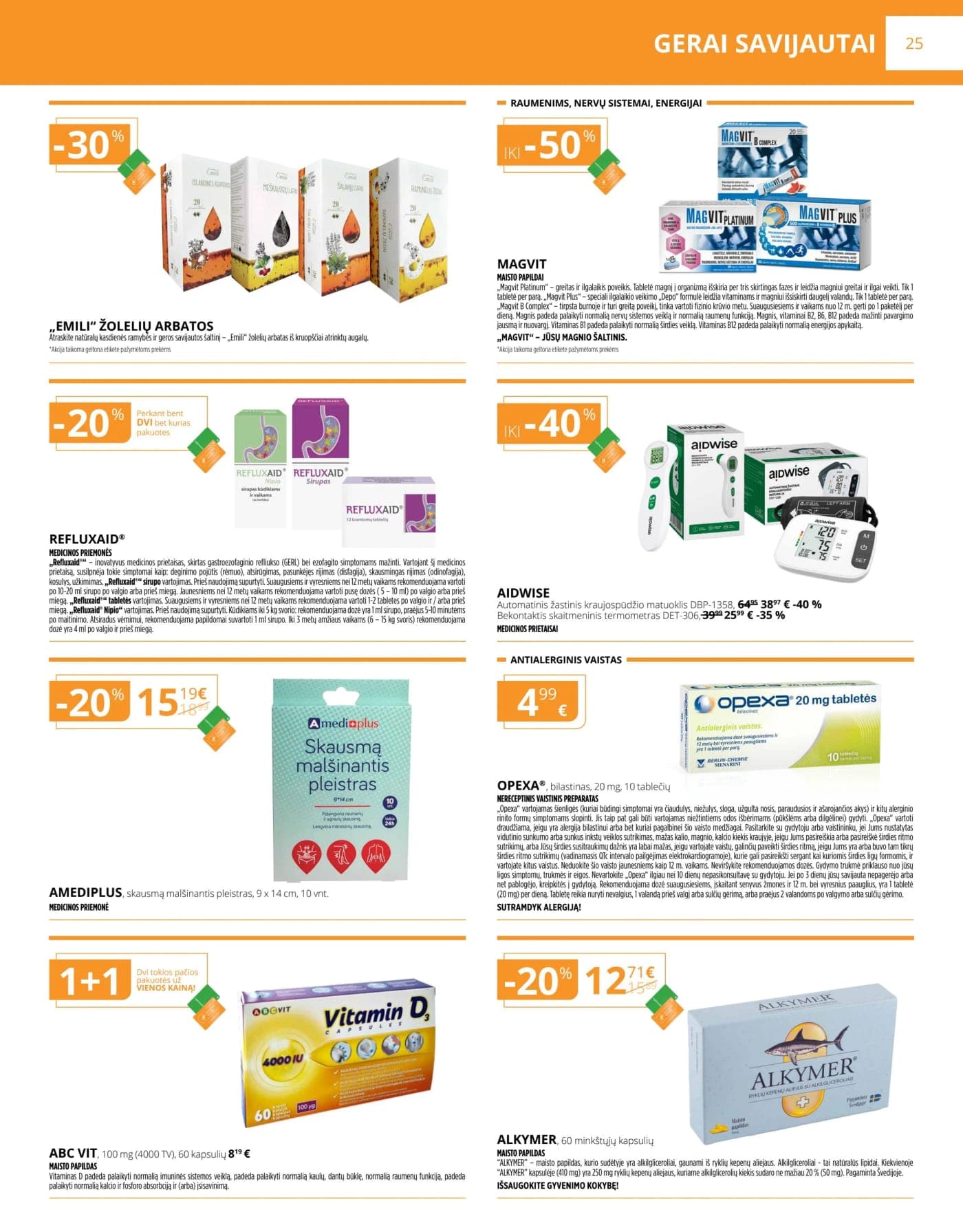 GINTARINĖ VAISTINĖ akcijų ir nuolaidų leidinys nuo 2026.03.01 iki 2026.03.31 - 25