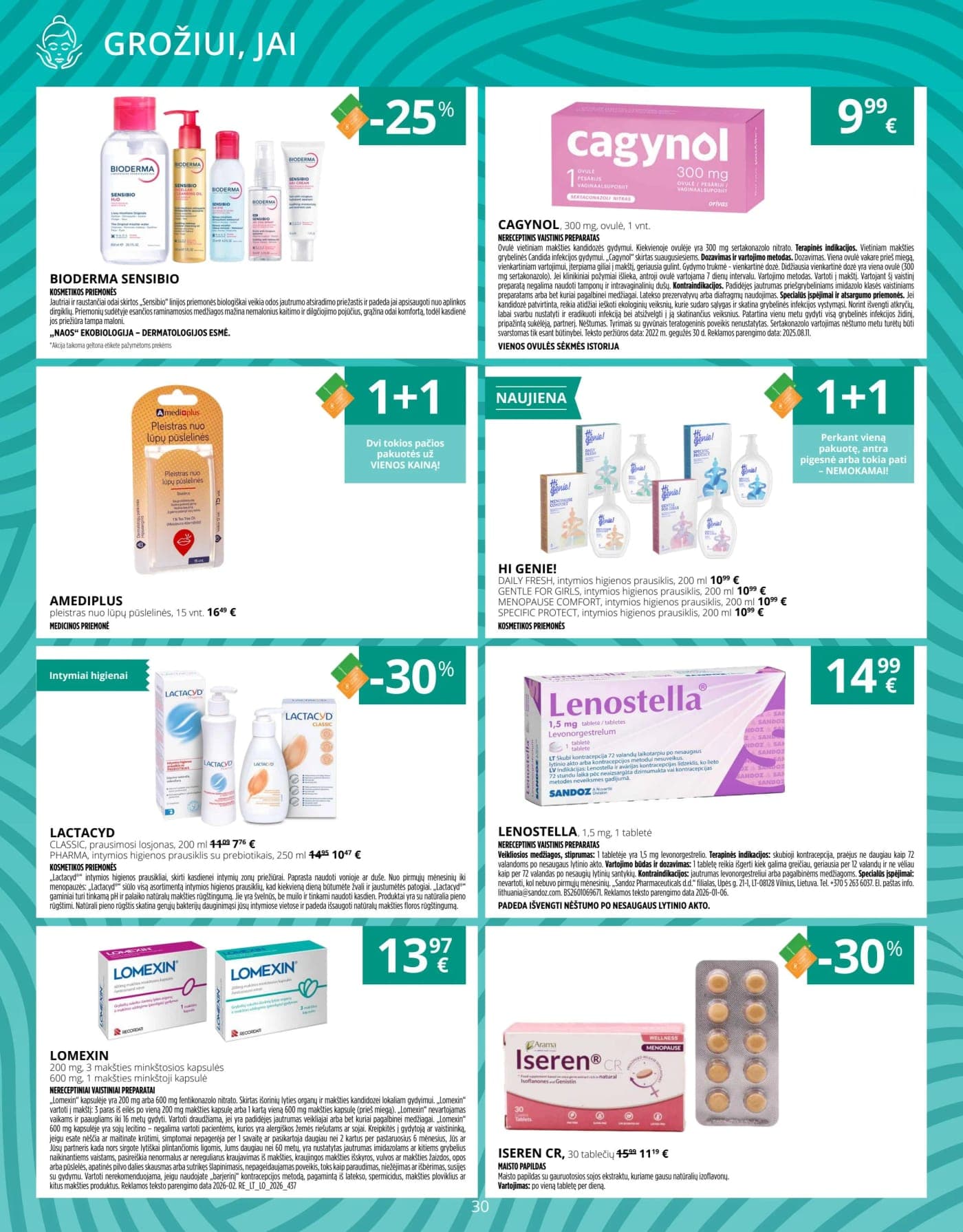 GINTARINĖ VAISTINĖ akcijų ir nuolaidų leidinys nuo 2026.03.01 iki 2026.03.31 - 30