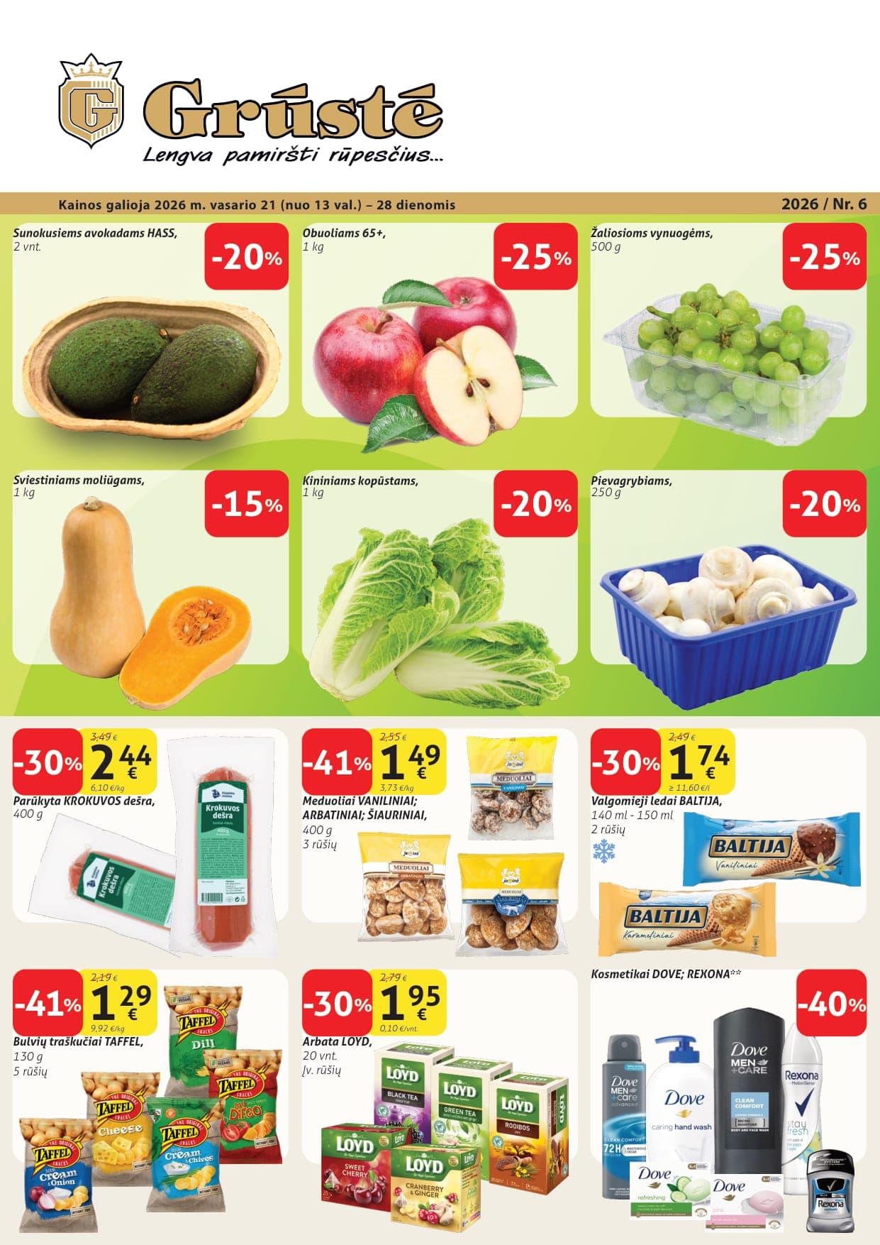 GRŪSTĖ akcijų ir nuolaidų leidinys Nr. 6 nuo 2026.02.21 iki 2026.02.28 - 1