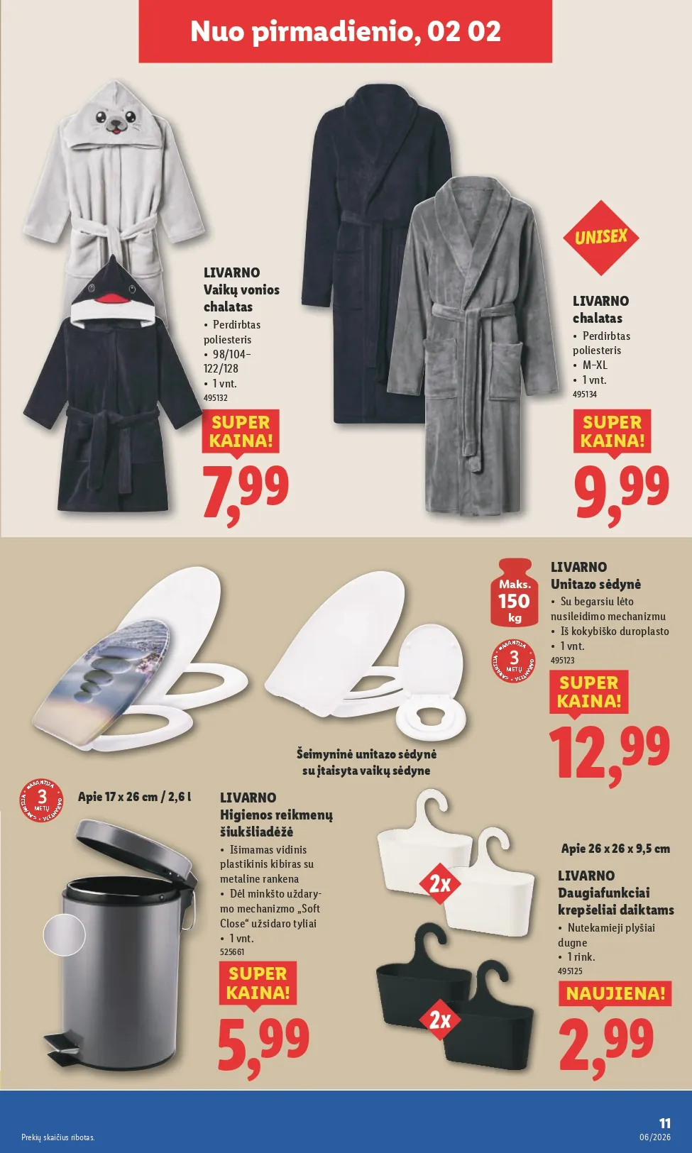 LIDL ne maisto prekių akcijų ir nuolaidų leidinys Nr. 6 nuo 2026.02.02 iki 2026.02.08 - 11