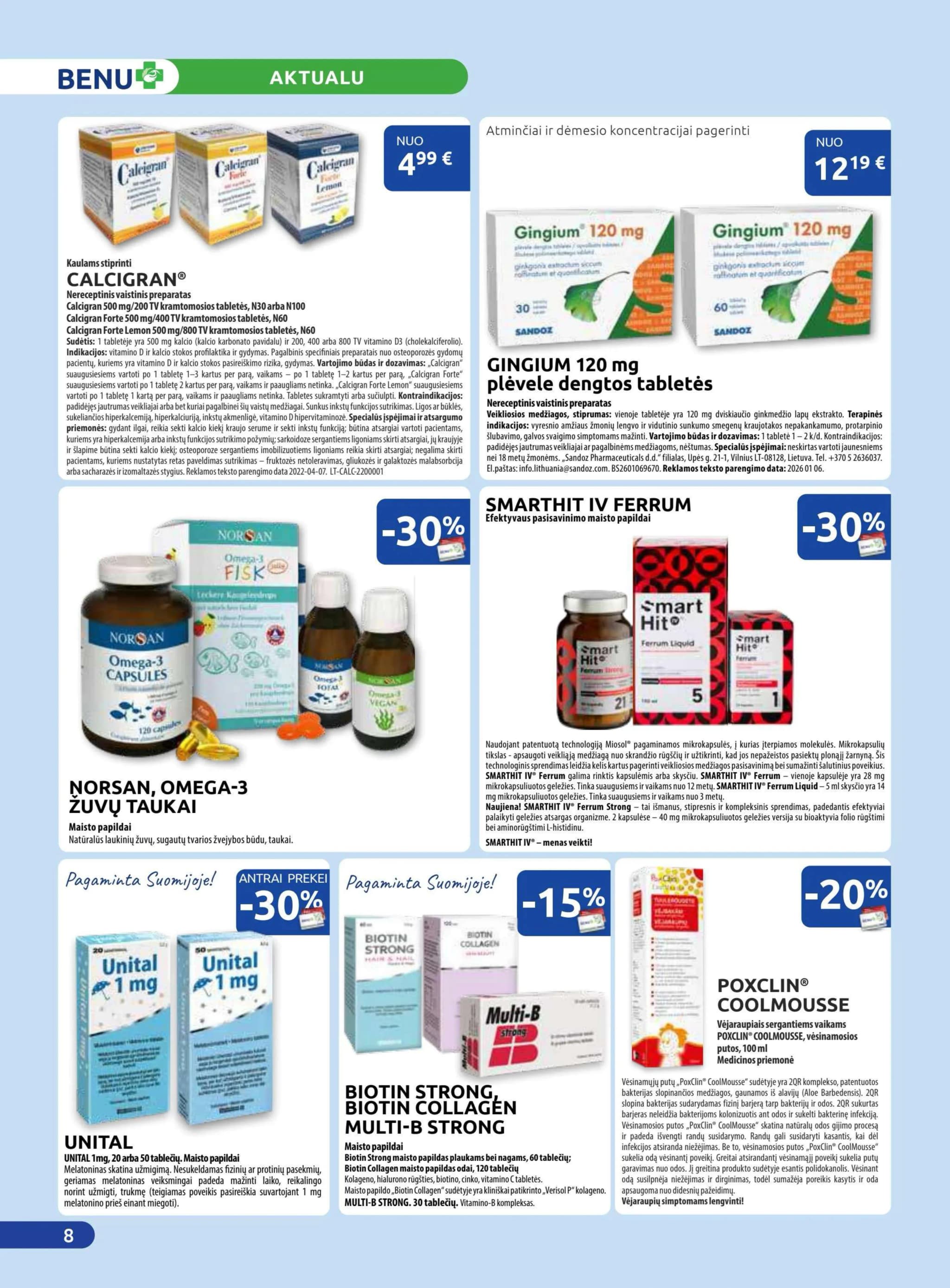 BENU VAISTINĖ akcijų ir nuolaidų leidinys nuo 2026.02.01 iki 2026.02.28 - 8
