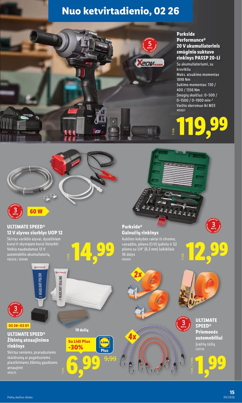 LIDL ne maisto prekių akcijų ir nuolaidų leidinys Nr. 9 nuo 2026.02.23 iki 2026.03.01 - 15