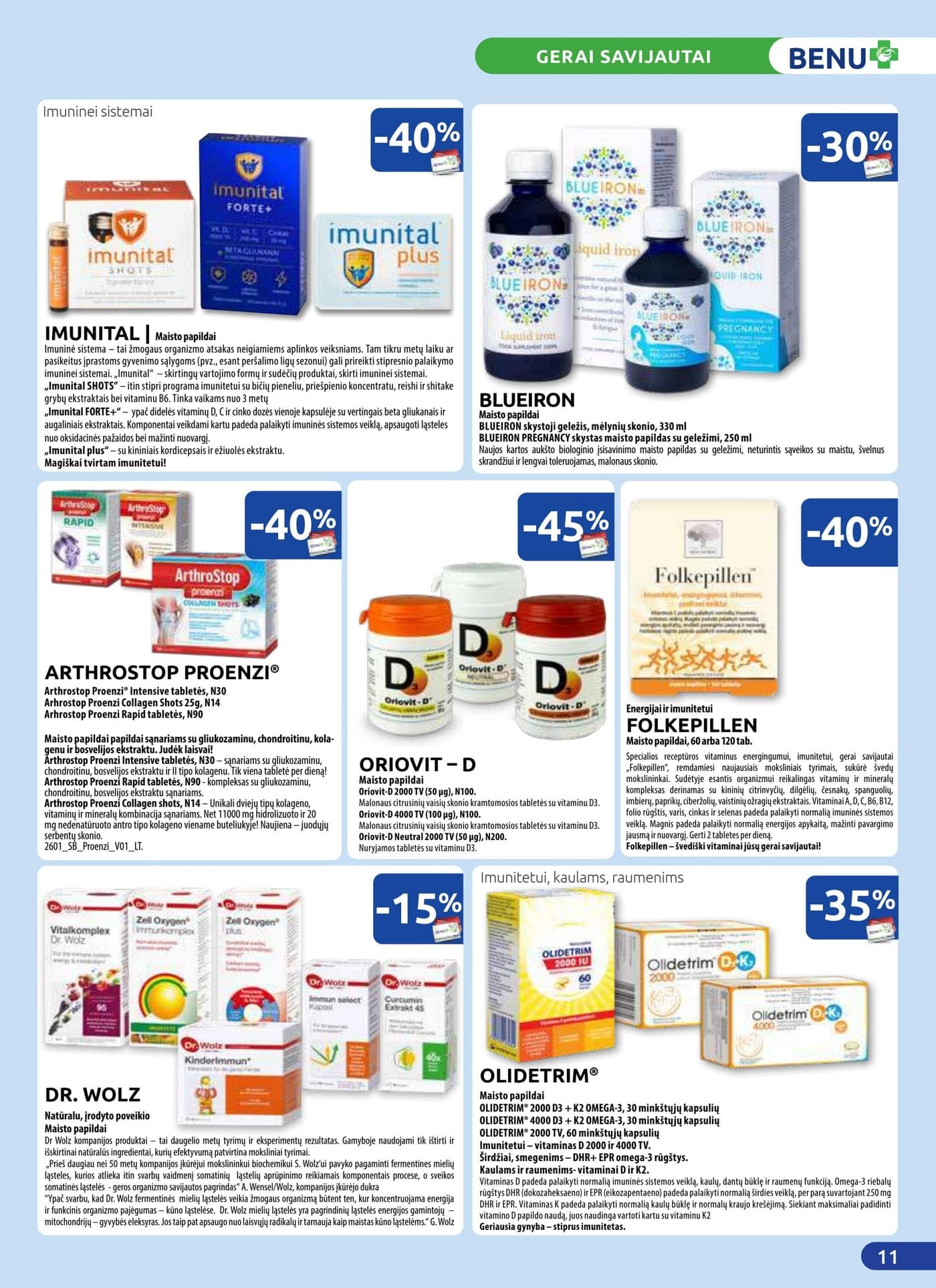 Naujas BENU VAISTINĖ akcijų ir nuolaidų leidinys nuo 2026.03.01 iki 2026.03.31 - 11
