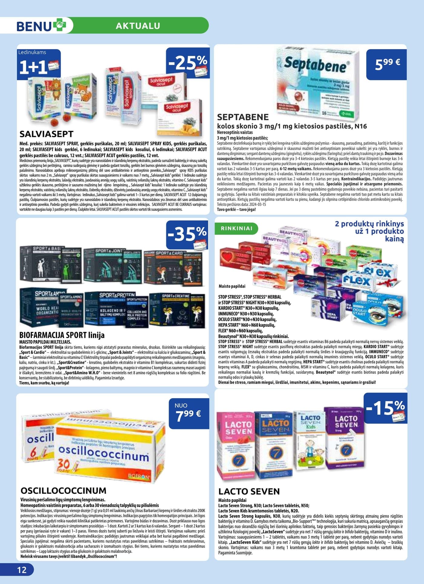 Naujas BENU VAISTINĖ akcijų ir nuolaidų leidinys nuo 2026.03.01 iki 2026.03.31 - 12